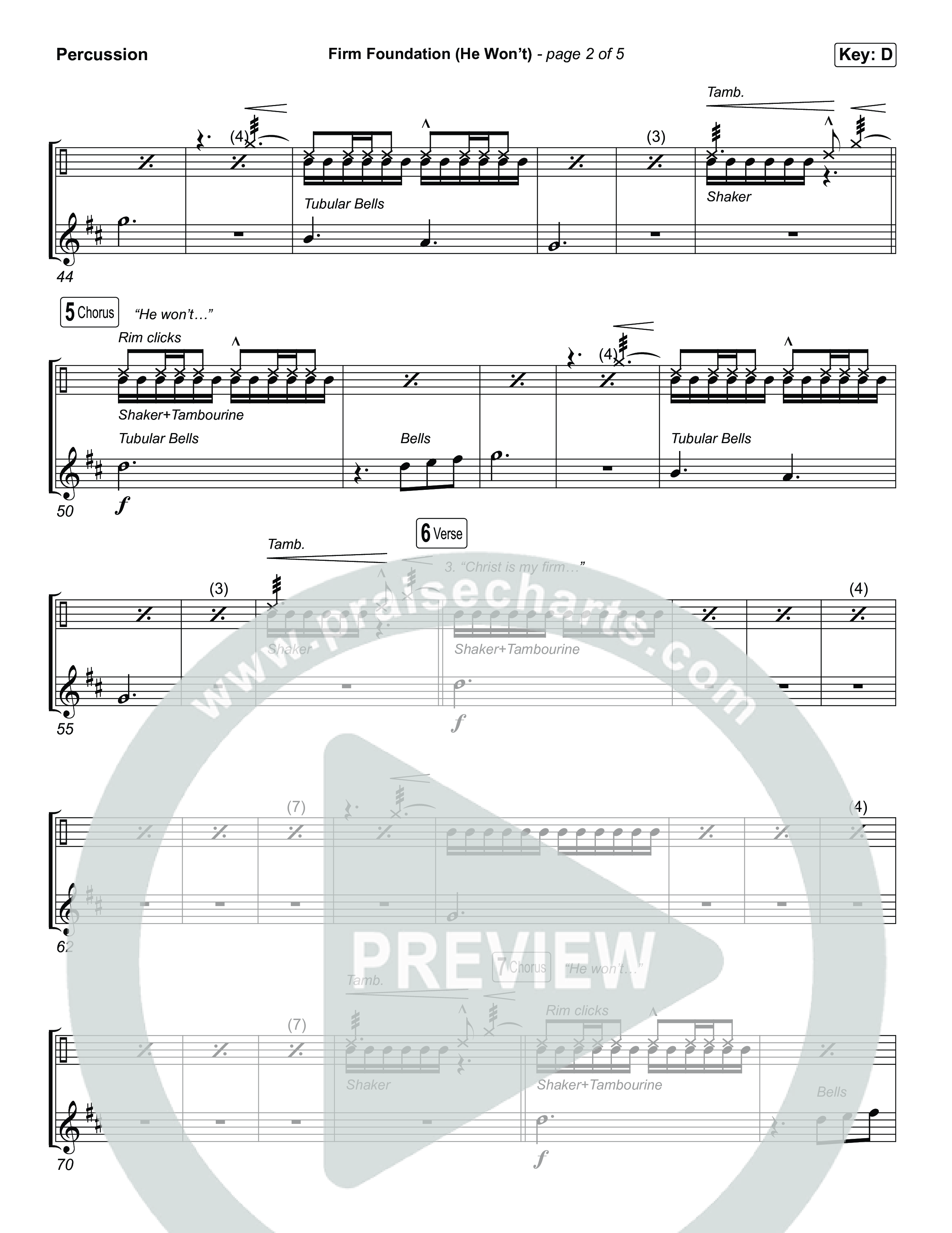 Firm Foundation (He Won't) (Choral/SATB) Percussion (Brooke Voland / Travis Cottrell / Arr. Mason Brown)