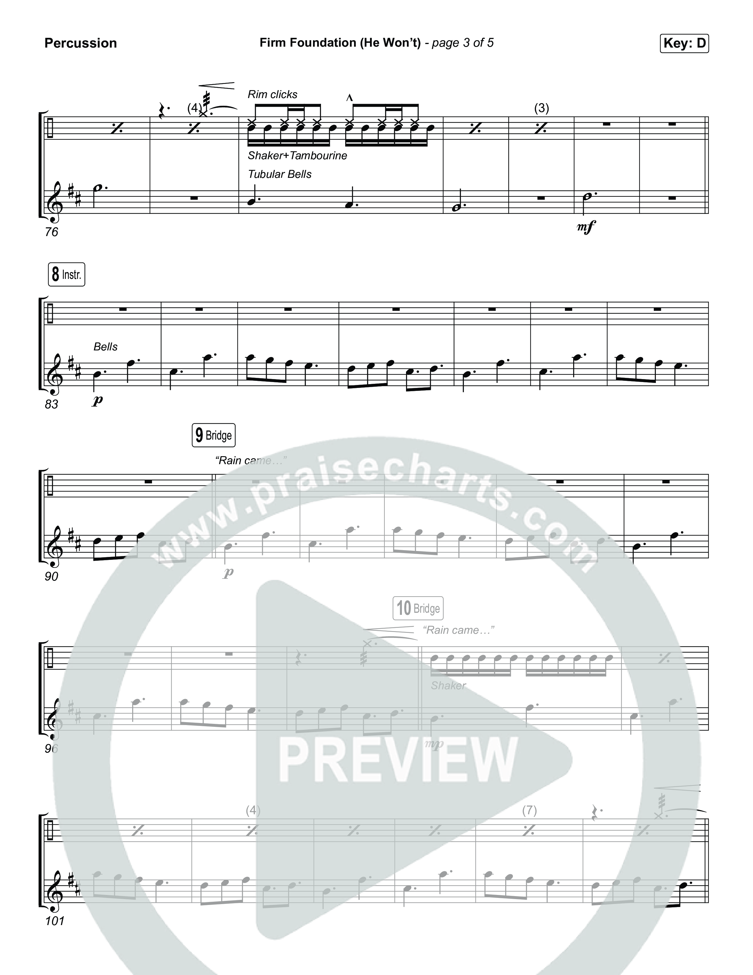 Firm Foundation (He Won't) (Choral/SATB) Percussion (Brooke Voland / Travis Cottrell / Arr. Mason Brown)