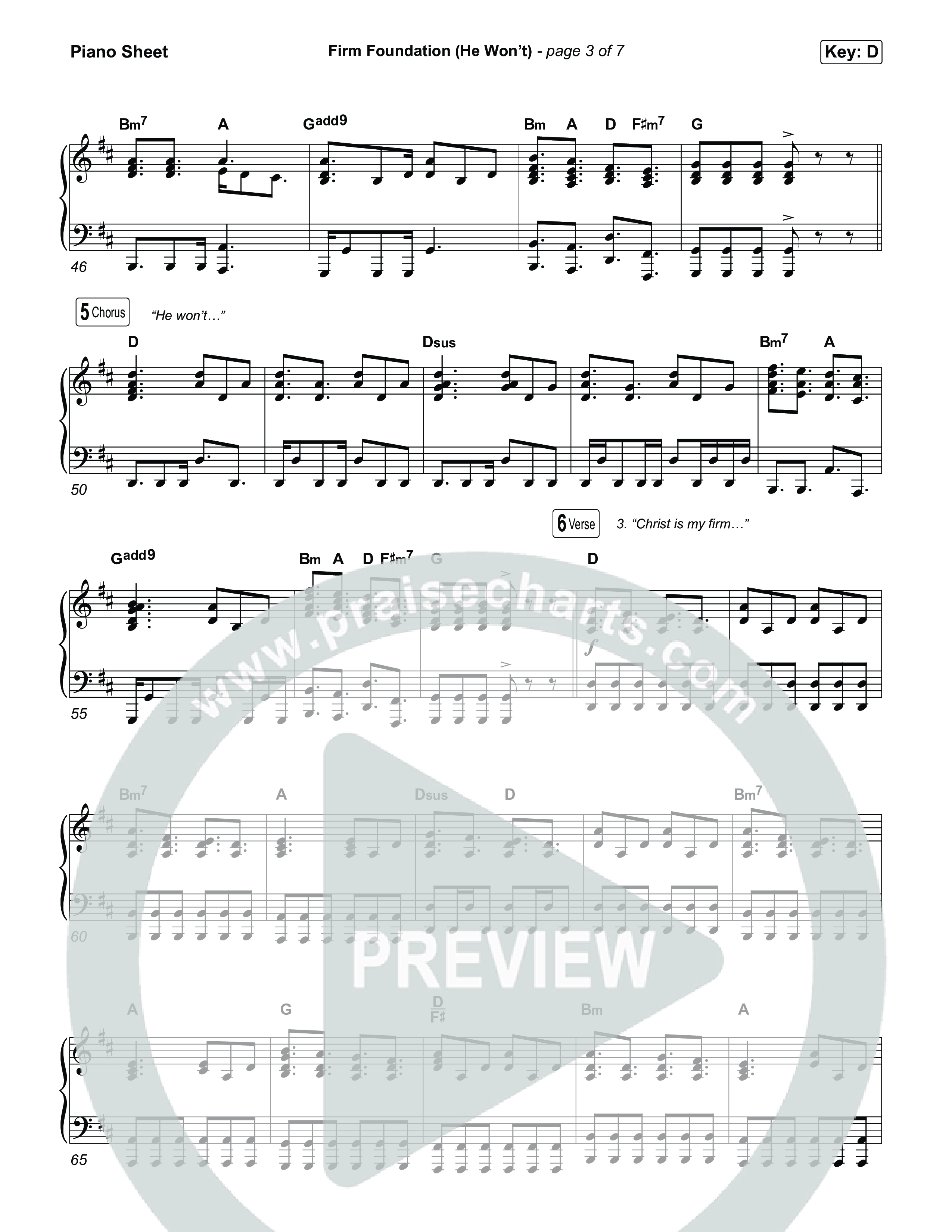 Firm Foundation (He Won't) (Choral/SATB) Piano Sheet (Brooke Voland / Travis Cottrell / Arr. Mason Brown)
