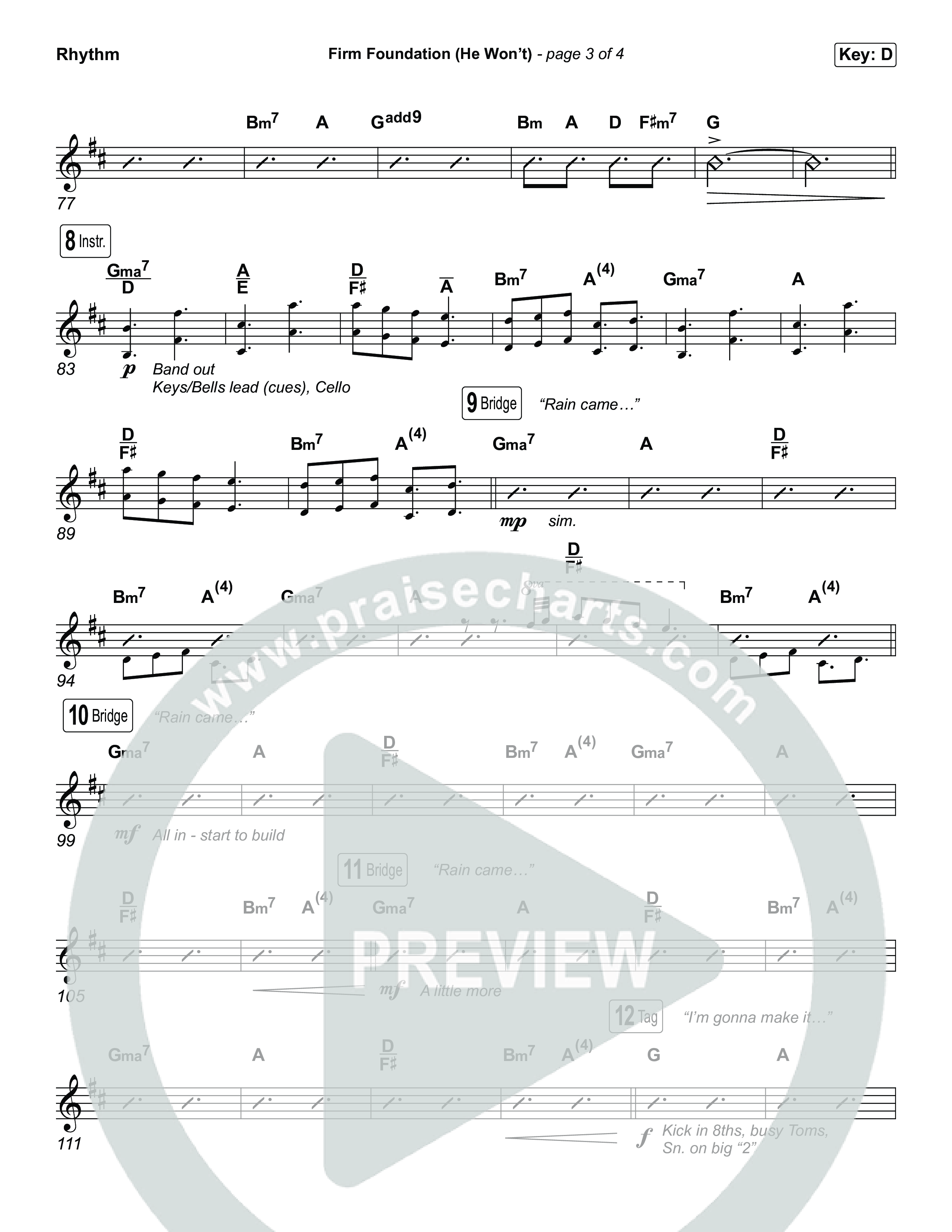 Firm Foundation (He Won't) (Choral/SATB) Rhythm Chart (Brooke Voland / Travis Cottrell / Arr. Mason Brown)