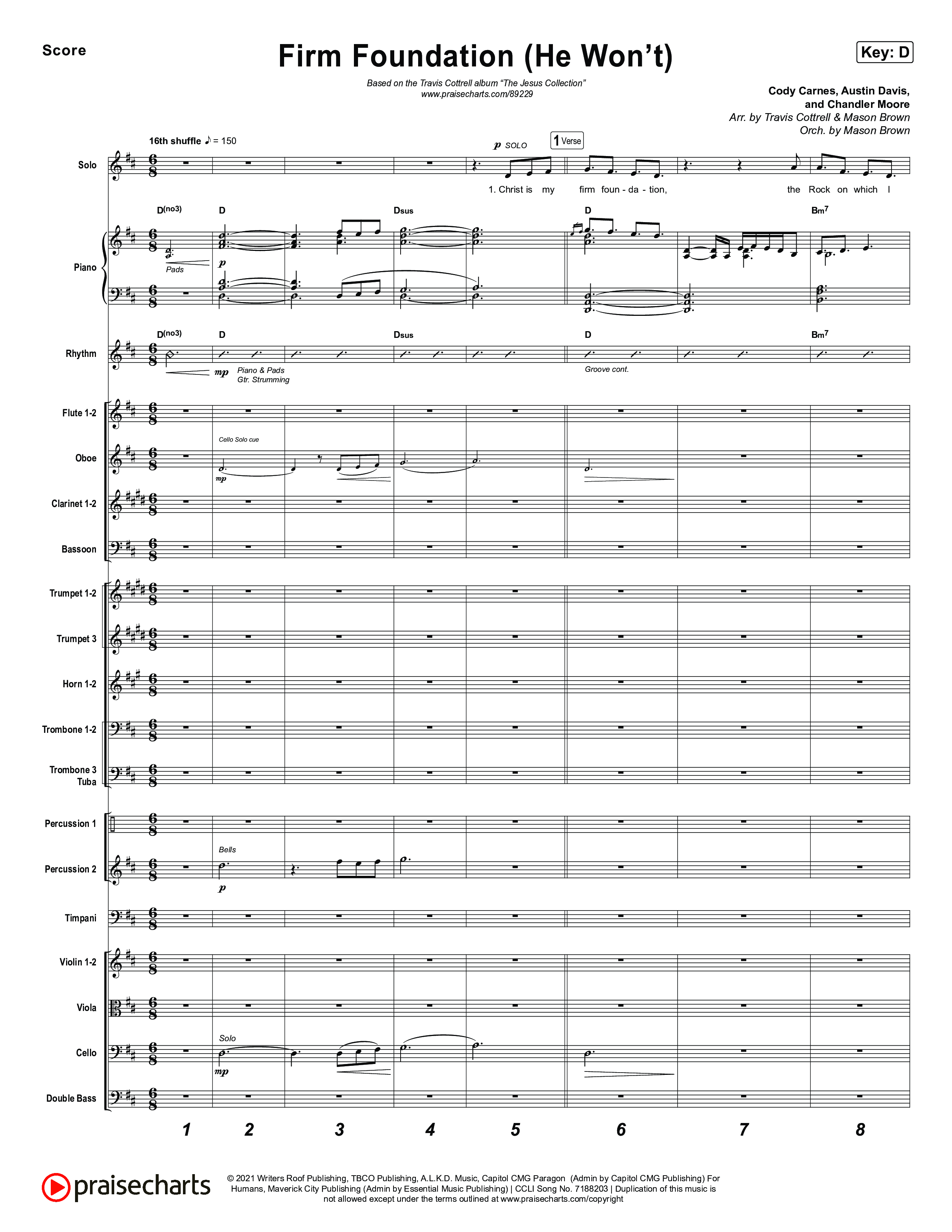 Firm Foundation (He Won't) (Choral/SATB) Orchestration (Brooke Voland / Travis Cottrell / Arr. Mason Brown)