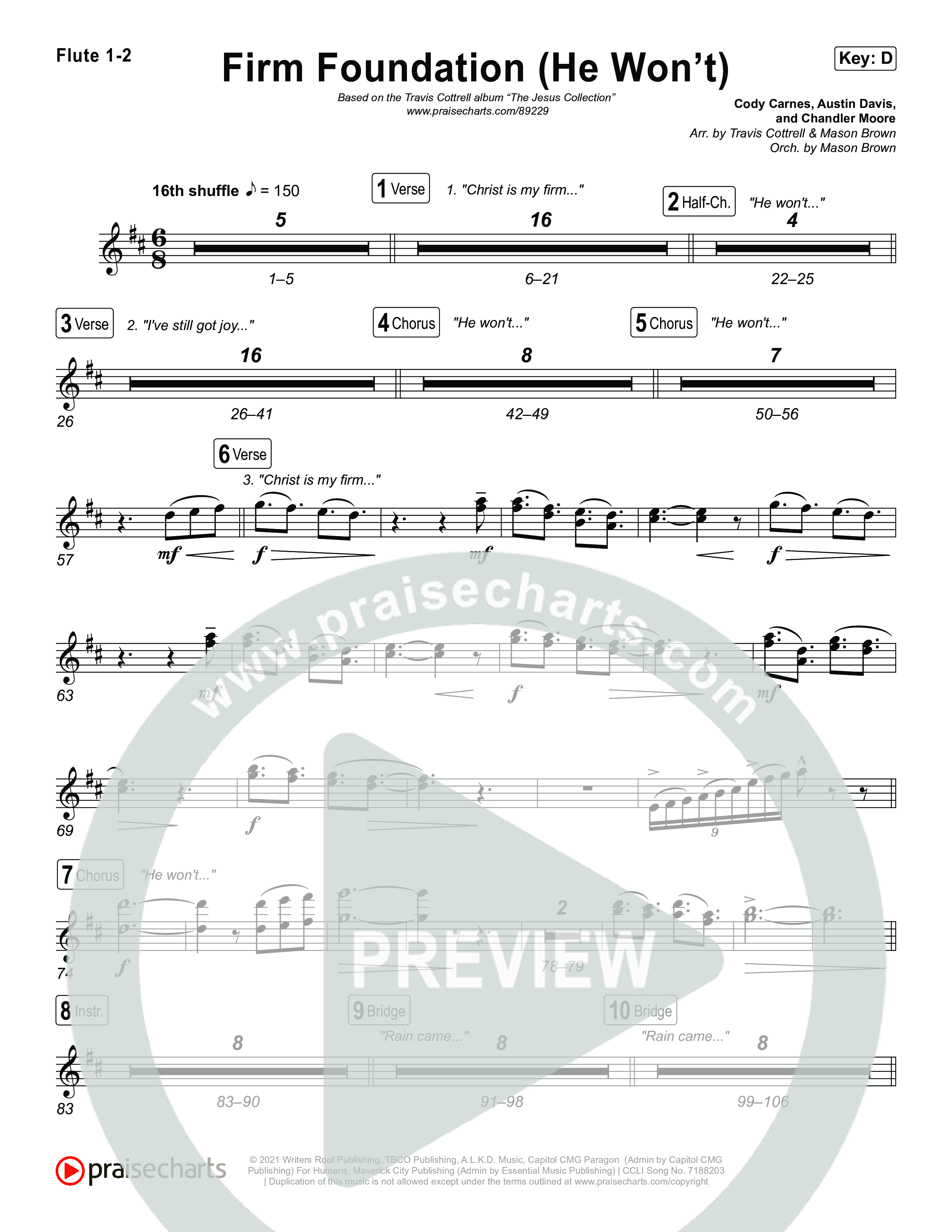 Firm Foundation (He Won't) (Choral/SATB) Wind Pack (Brooke Voland / Travis Cottrell / Arr. Mason Brown)