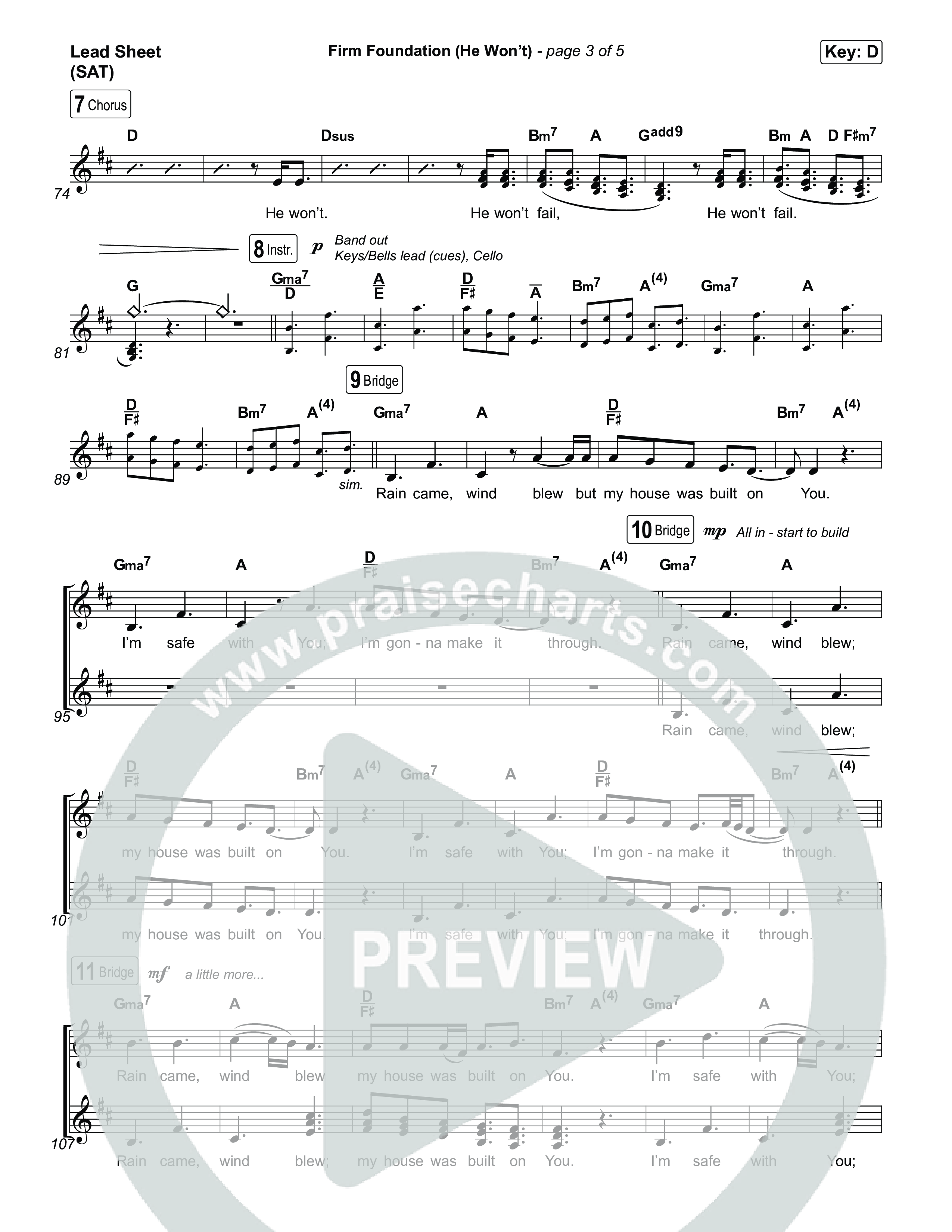 Firm Foundation (He Won't) (Choral/SATB) Lead Sheet (SAT) (Brooke Voland / Travis Cottrell / Arr. Mason Brown)