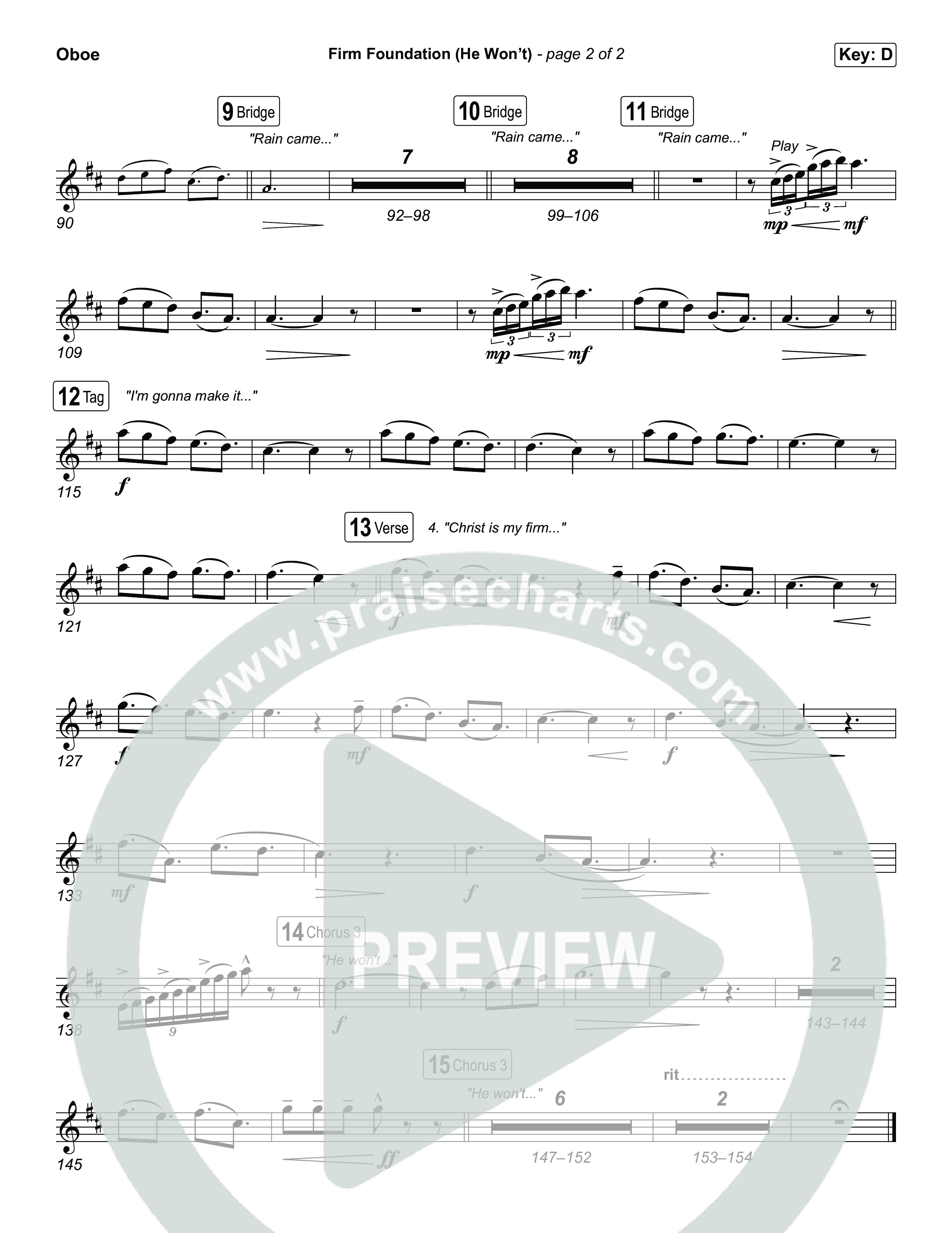 Firm Foundation (He Won't) (Choral/SATB) Oboe (Brooke Voland / Travis Cottrell / Arr. Mason Brown)