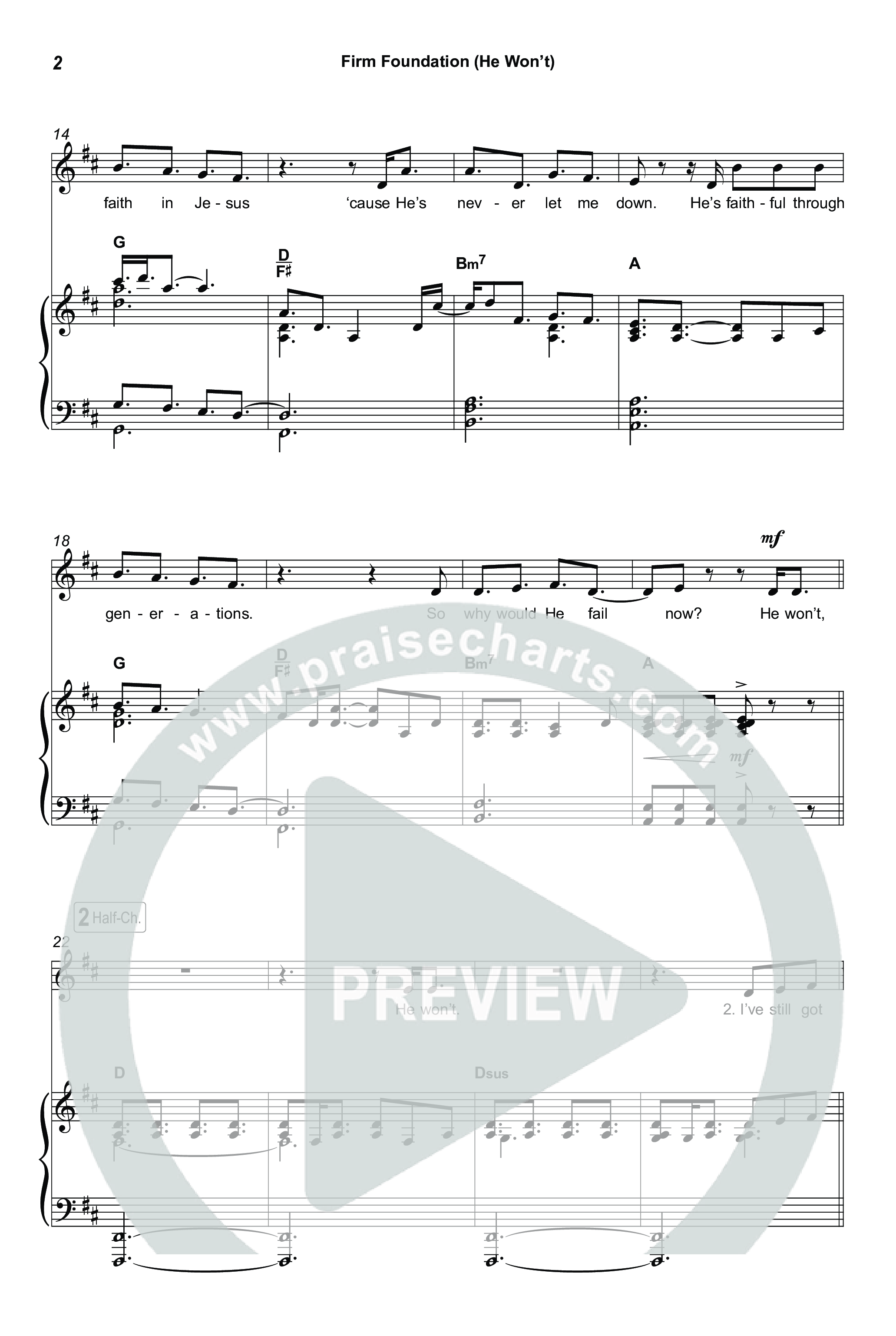 Firm Foundation (He Won't) (Choral/SATB) Octavo (SATB & Pno) (Brooke Voland / Travis Cottrell / Arr. Mason Brown)