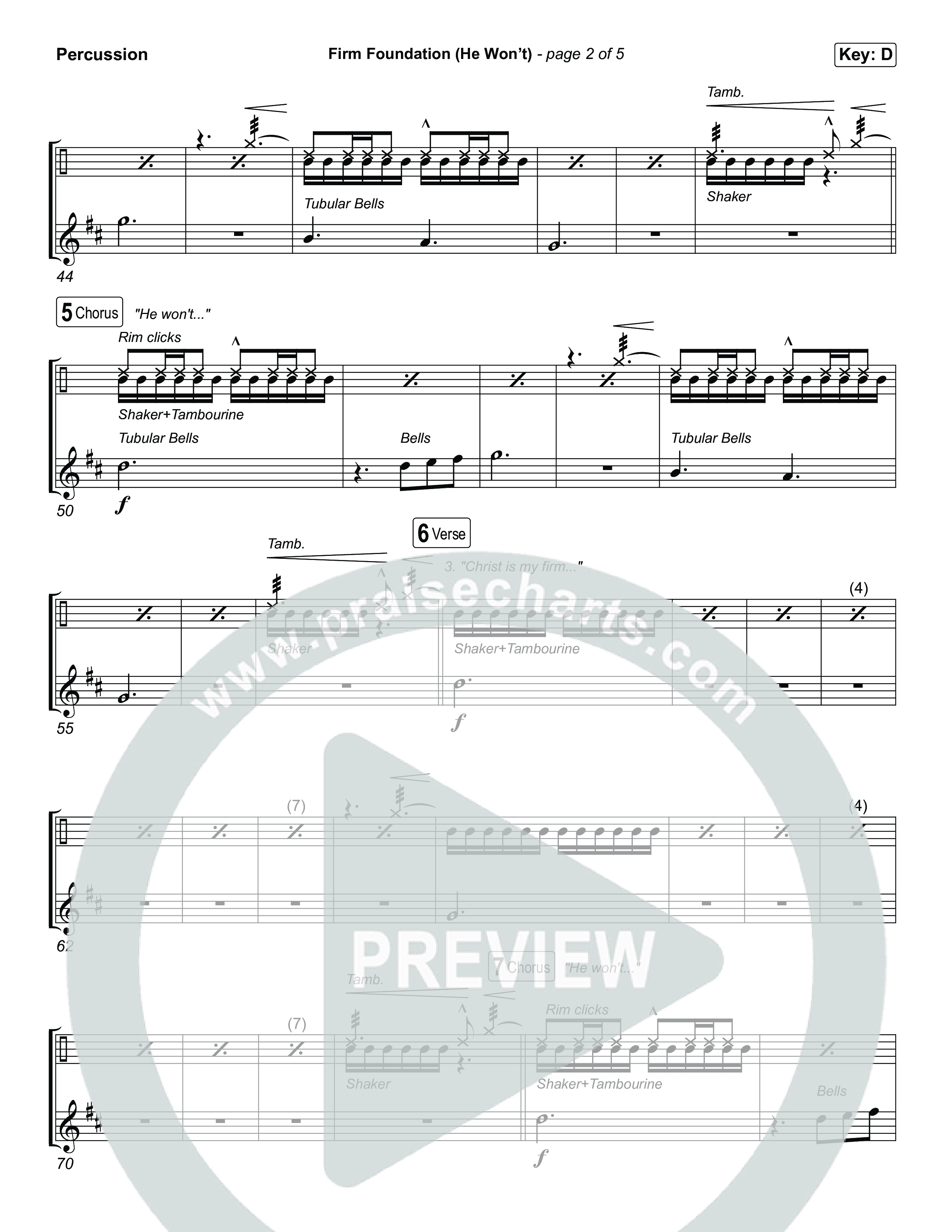 Firm Foundation (He Won't) (Choral/SATB) Percussion (Brooke Voland / Travis Cottrell / Arr. Mason Brown)
