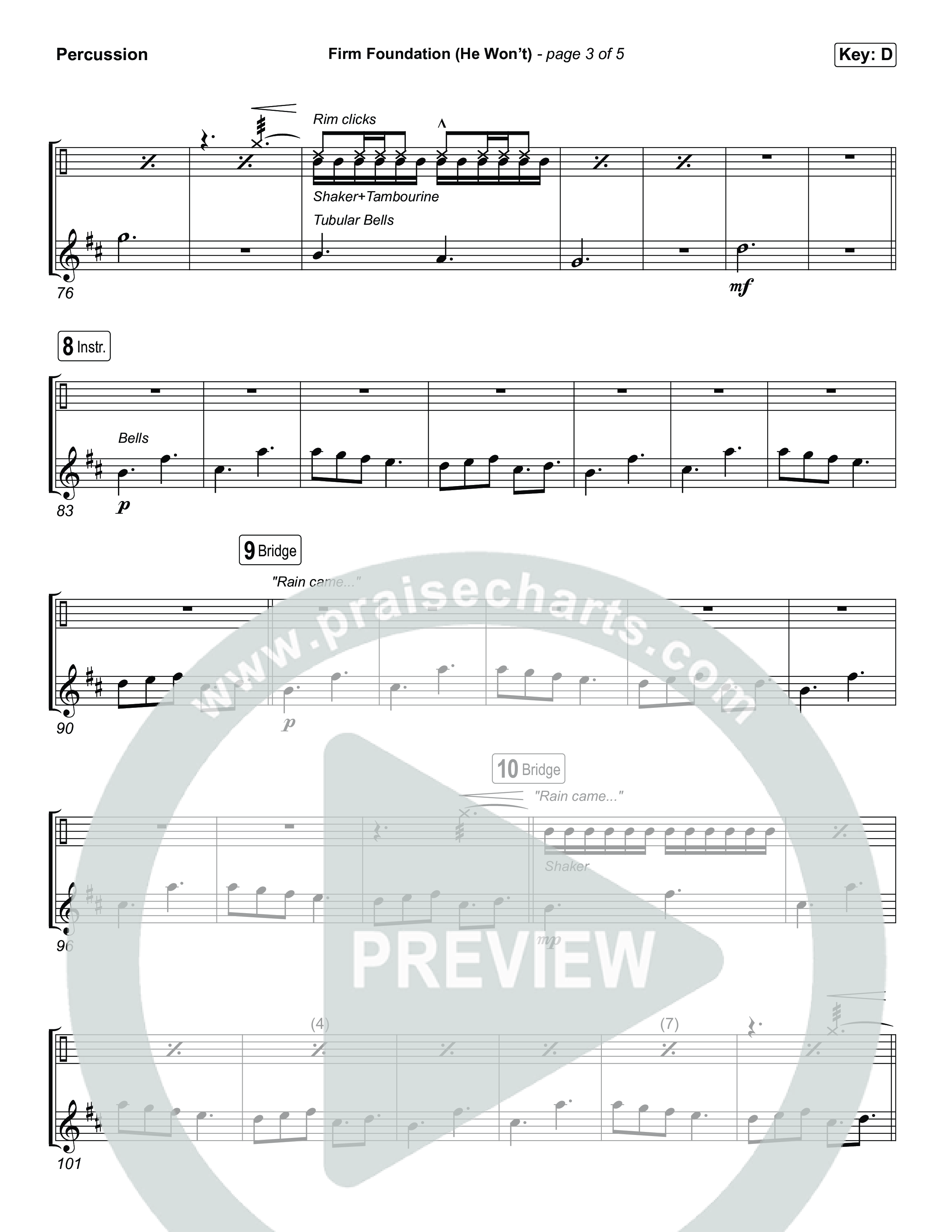Firm Foundation (He Won't) (Choral/SATB) Percussion (Brooke Voland / Travis Cottrell / Arr. Mason Brown)