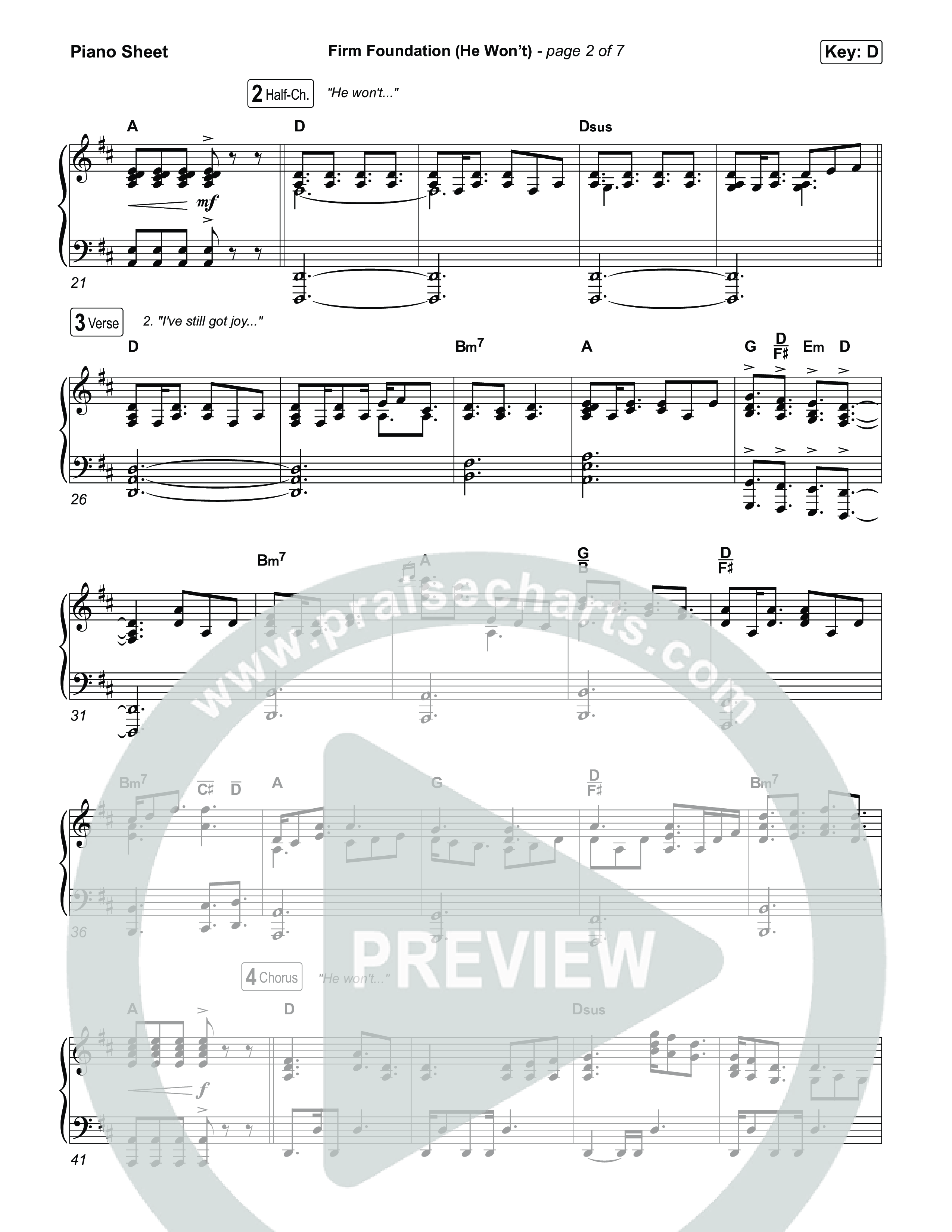 Firm Foundation (He Won't) (Choral/SATB) Piano Sheet (Brooke Voland / Travis Cottrell / Arr. Mason Brown)