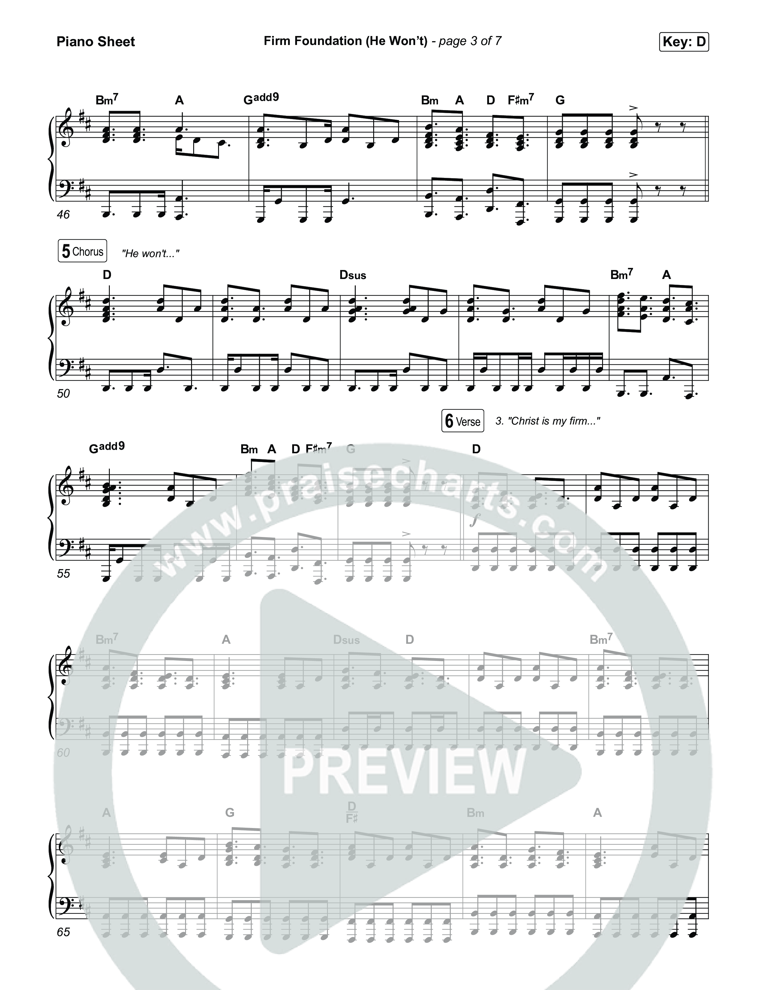 Firm Foundation (He Won't) (Choral/SATB) Piano Sheet (Brooke Voland / Travis Cottrell / Arr. Mason Brown)