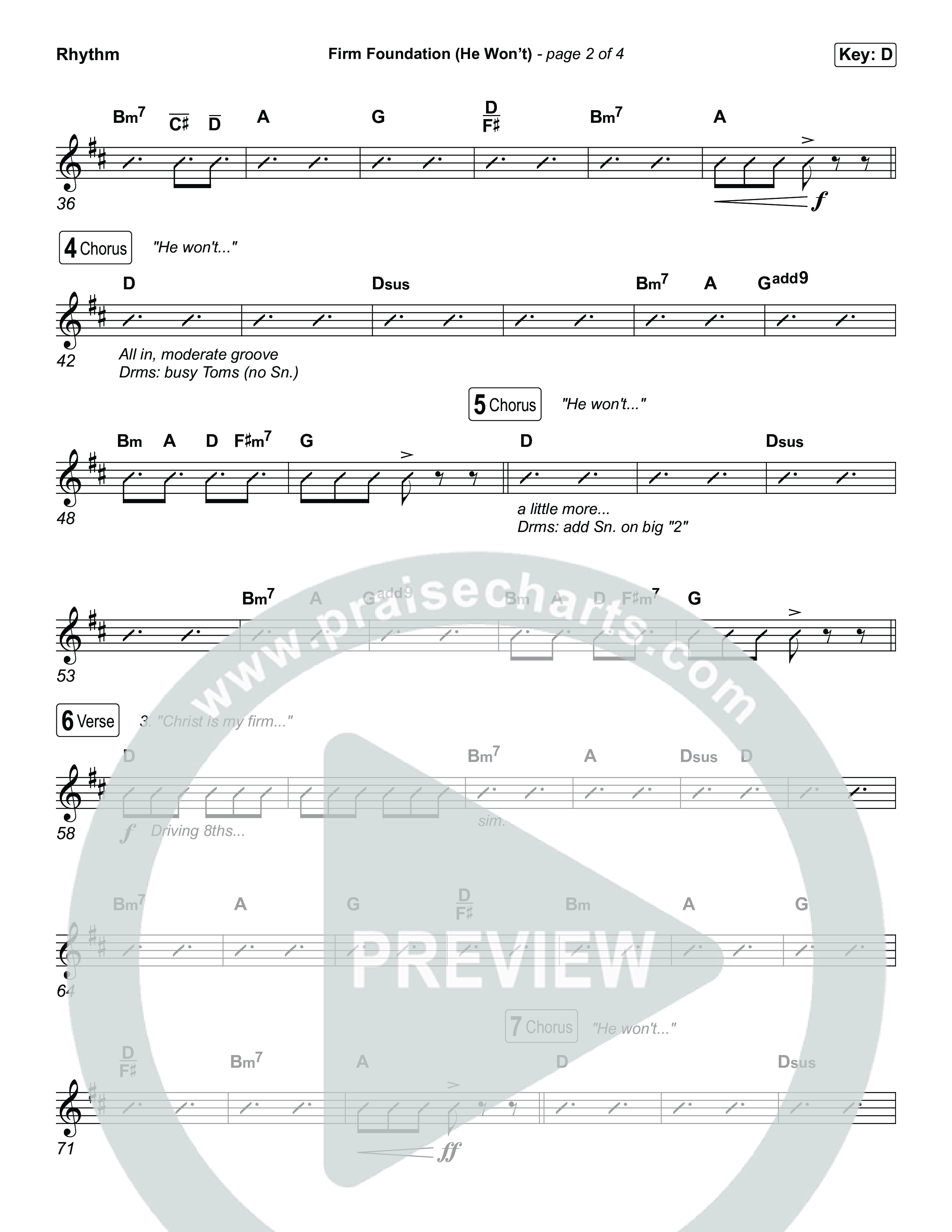 Firm Foundation (He Won't) (Choral/SATB) Rhythm Chart (Brooke Voland / Travis Cottrell / Arr. Mason Brown)