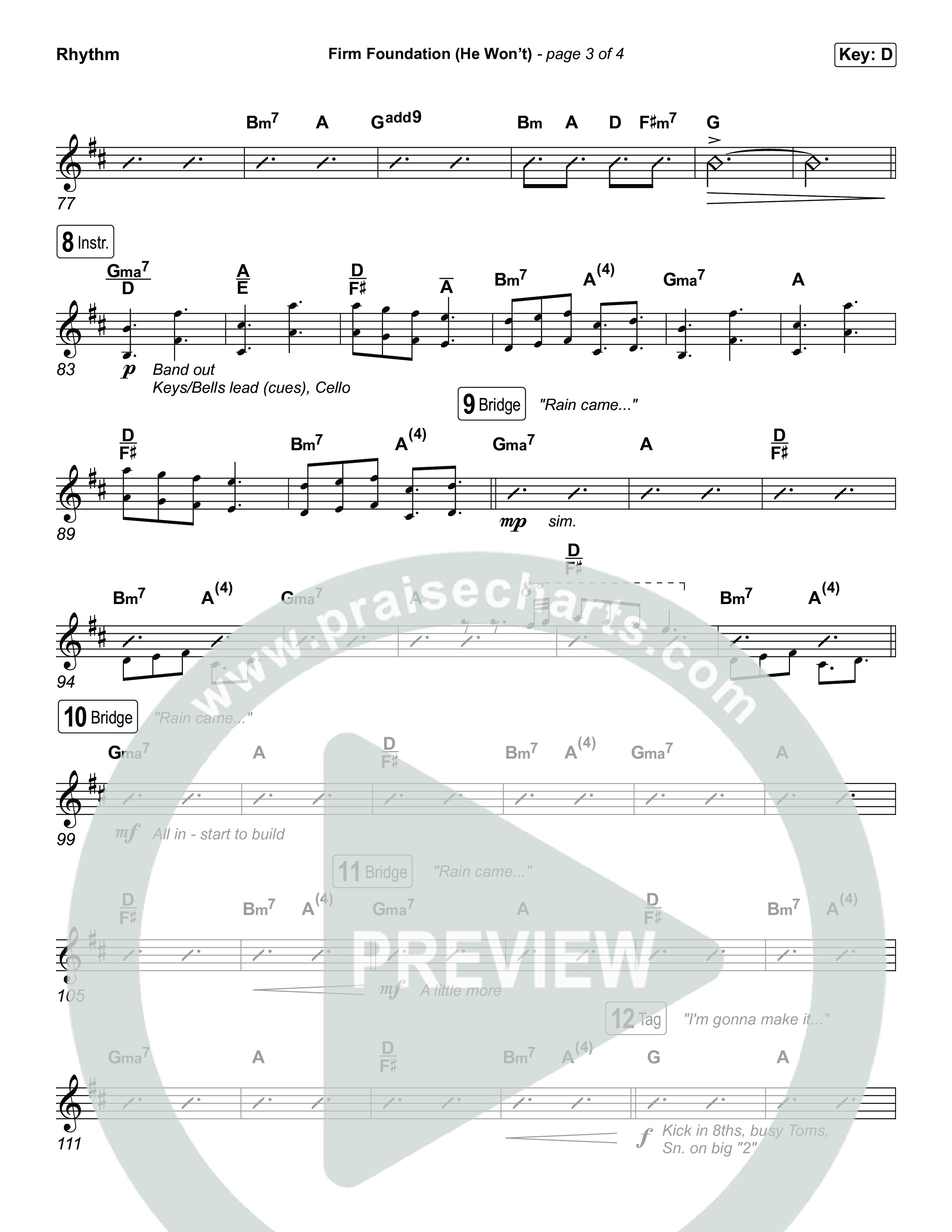 Firm Foundation (He Won't) (Choral/SATB) Rhythm Chart (Brooke Voland / Travis Cottrell / Arr. Mason Brown)