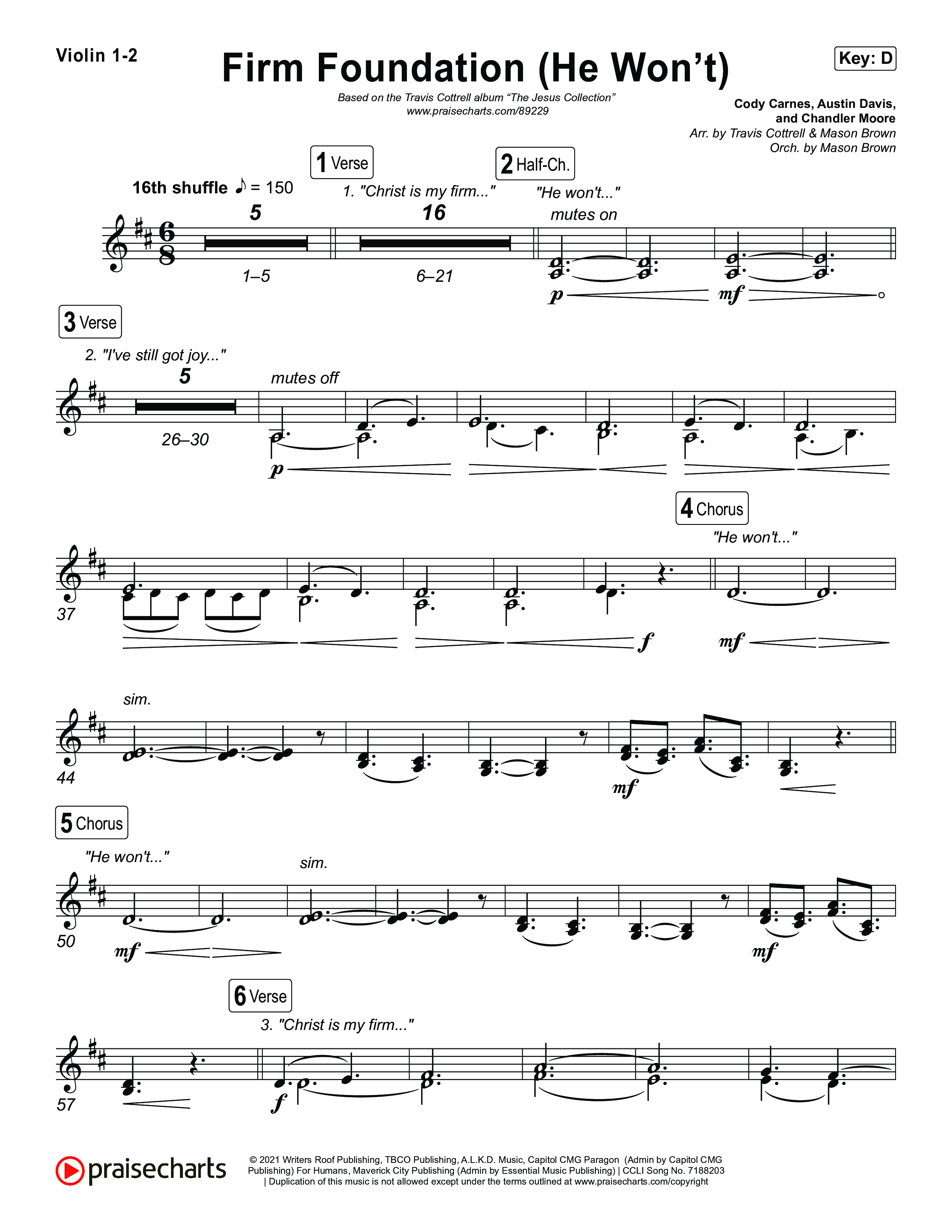 Firm Foundation (He Won't) (Choral/SATB) String Pack (Brooke Voland / Travis Cottrell / Arr. Mason Brown)