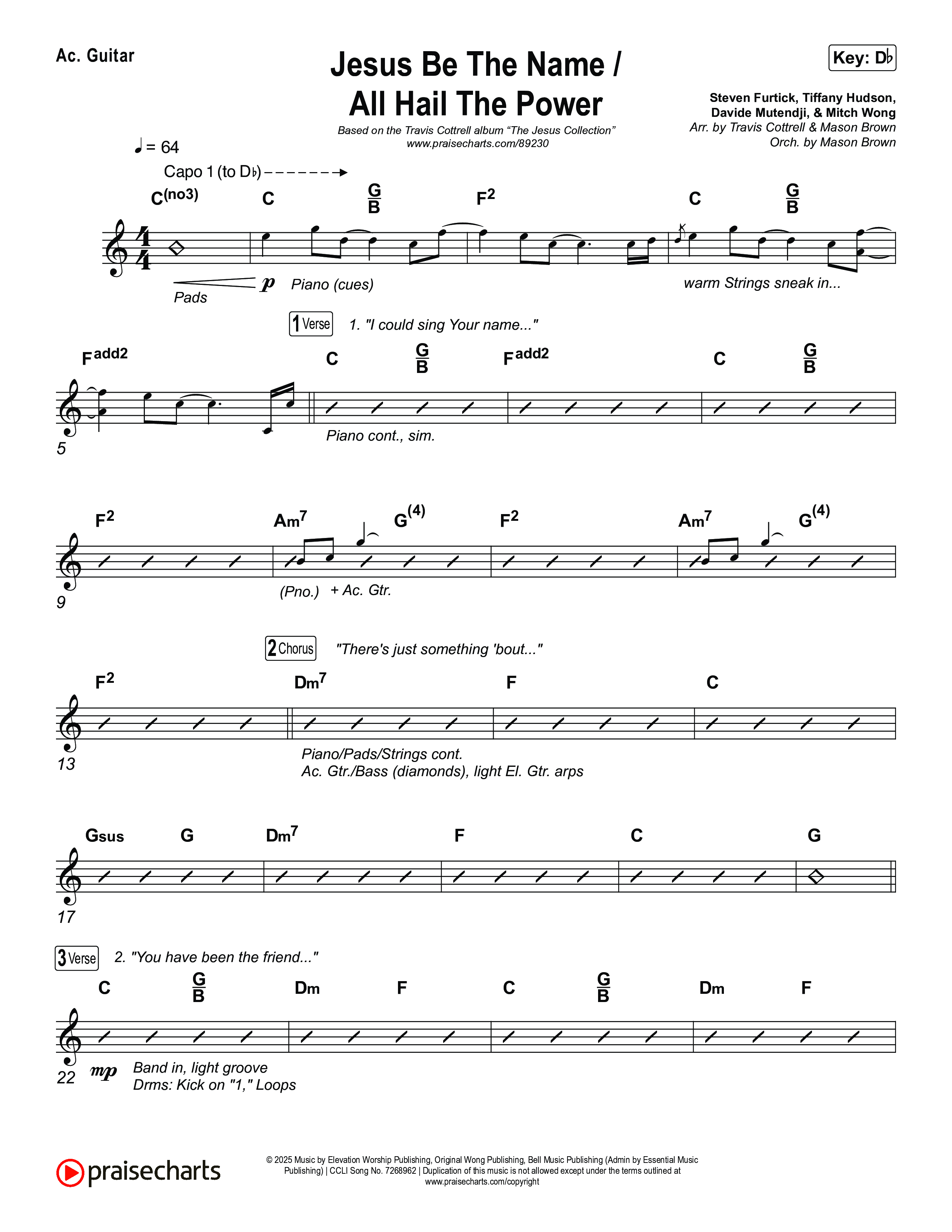 Jesus Be The Name / All Hail The Power (Choral/SATB) Acoustic Guitar (Travis Cottrell / Brooke Voland / Arr. Mason Brown)