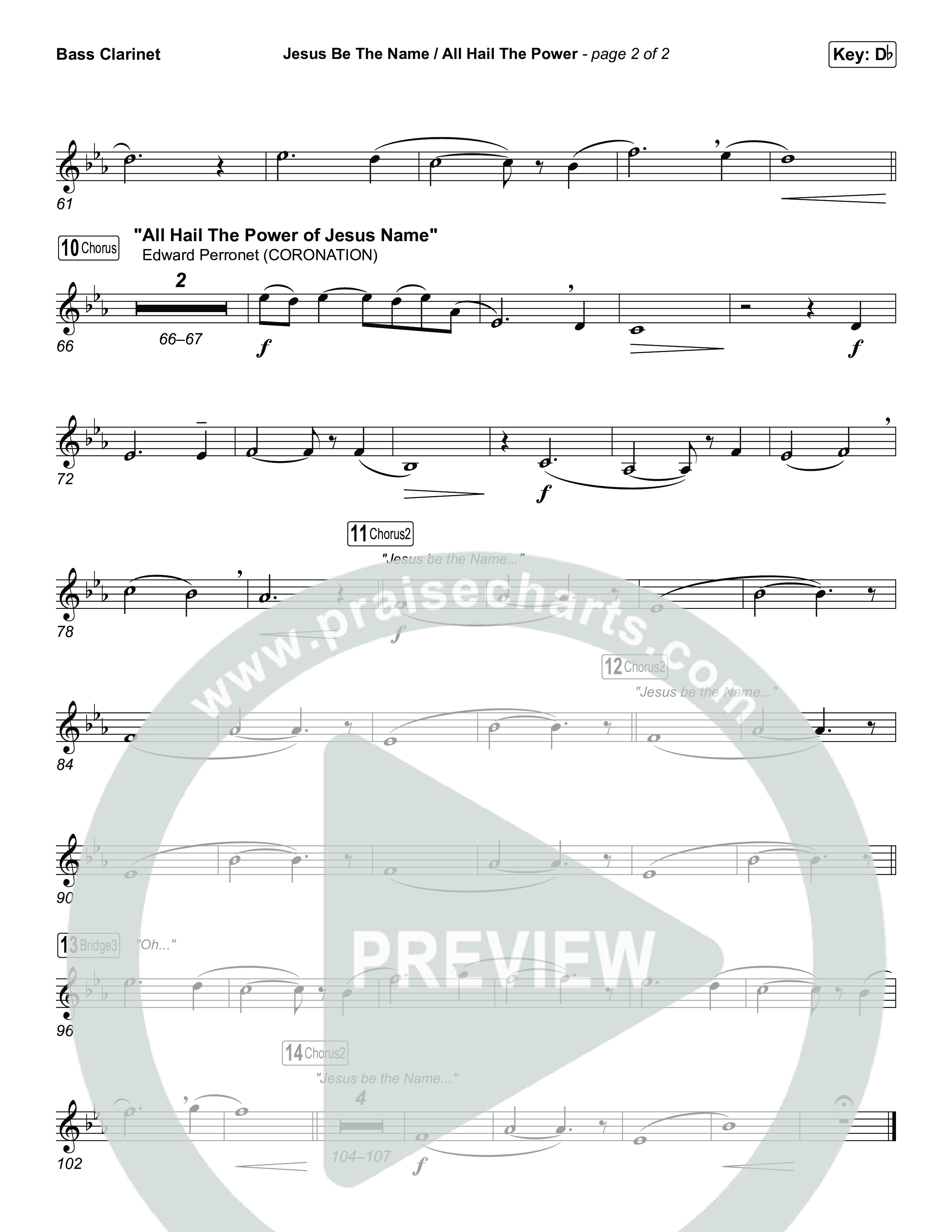 Jesus Be The Name / All Hail The Power (Choral/SATB) Bass Clarinet (Travis Cottrell / Brooke Voland / Arr. Mason Brown)