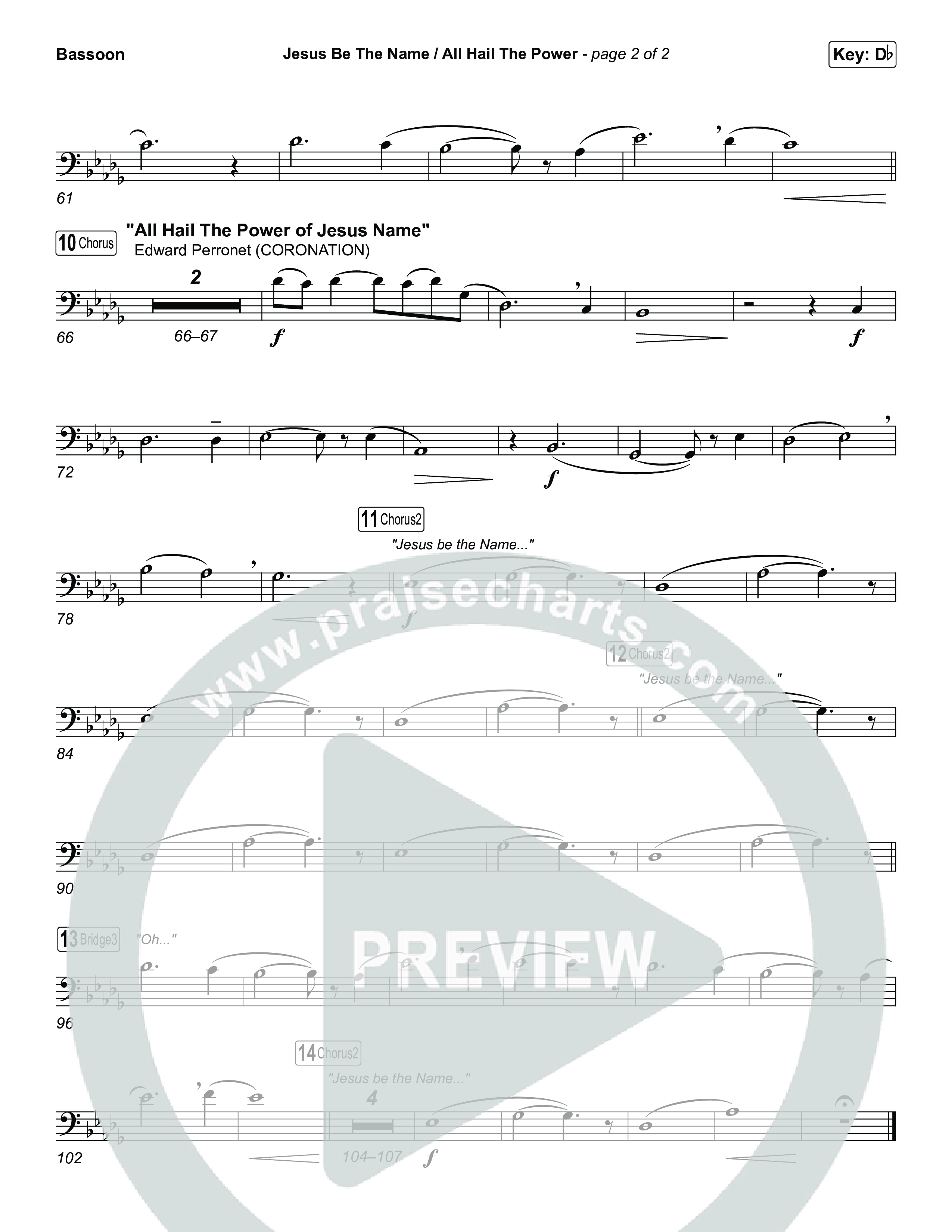 Jesus Be The Name / All Hail The Power (Choral/SATB) Bassoon (Travis Cottrell / Brooke Voland / Arr. Mason Brown)