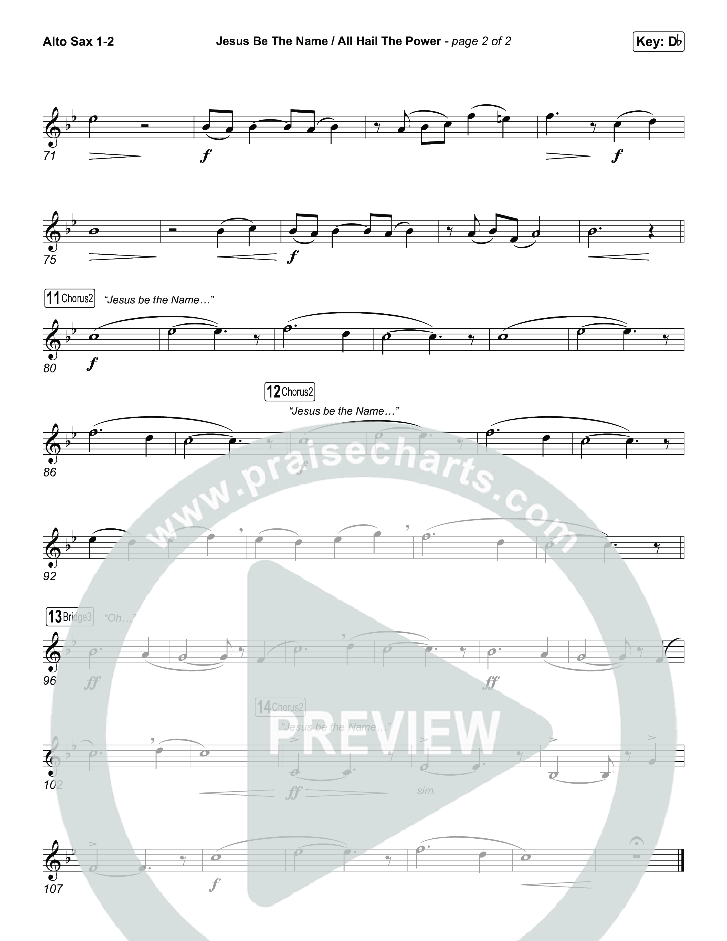Jesus Be The Name / All Hail The Power (Choral/SATB) Alto Sax 1,2 (Travis Cottrell / Brooke Voland / Arr. Mason Brown)