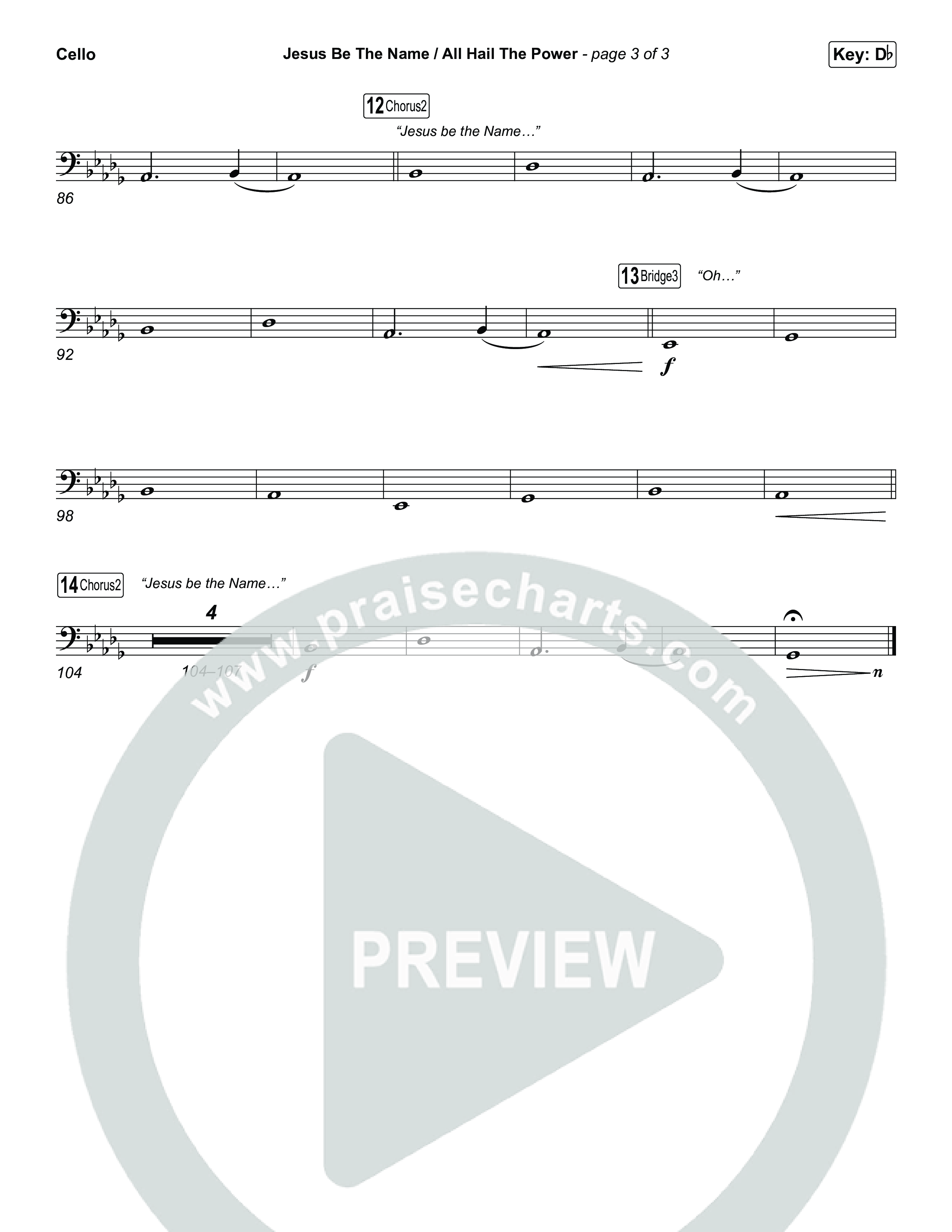 Jesus Be The Name / All Hail The Power (Choral/SATB) Cello (Travis Cottrell / Brooke Voland / Arr. Mason Brown)