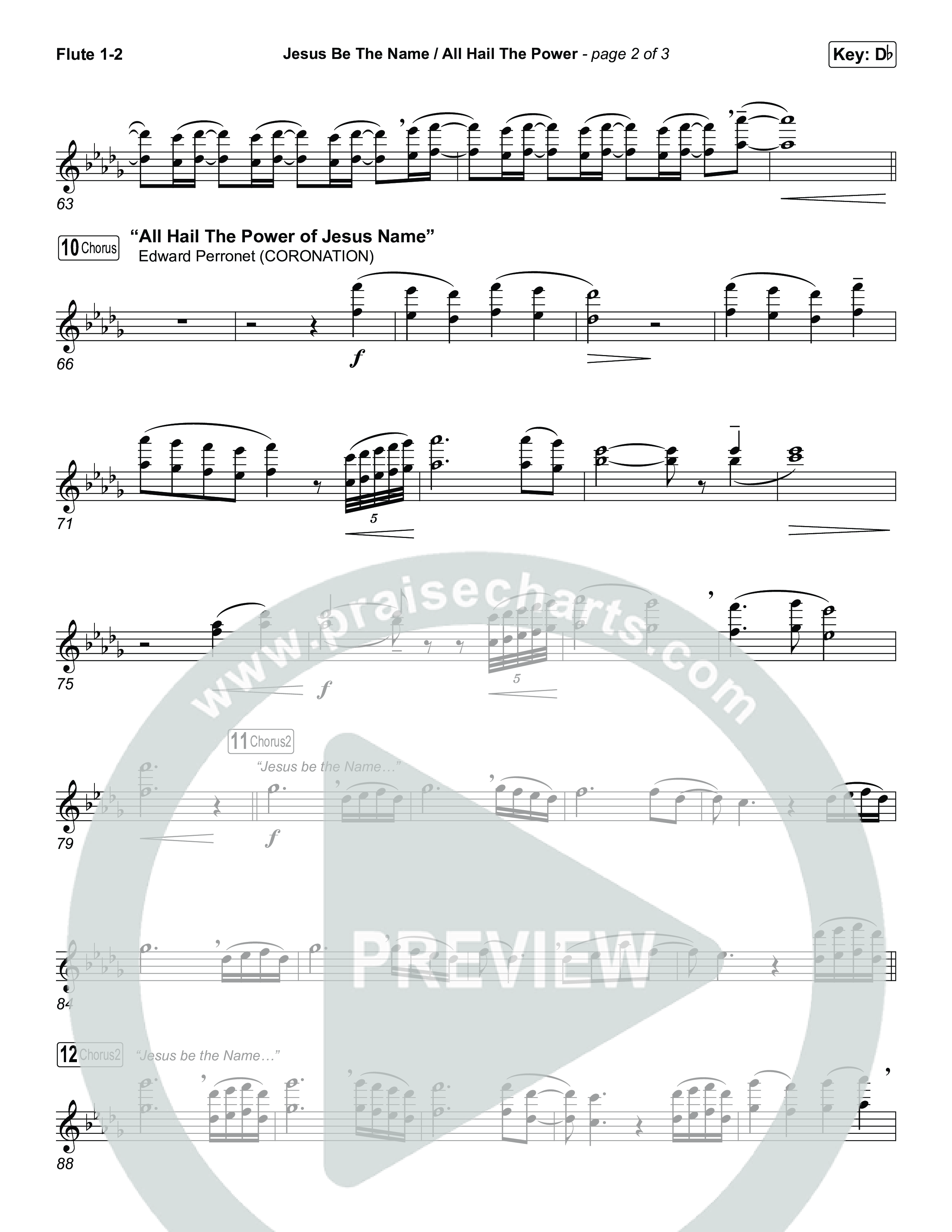 Jesus Be The Name / All Hail The Power (Choral/SATB) Flute 1,2 (Travis Cottrell / Brooke Voland / Arr. Mason Brown)