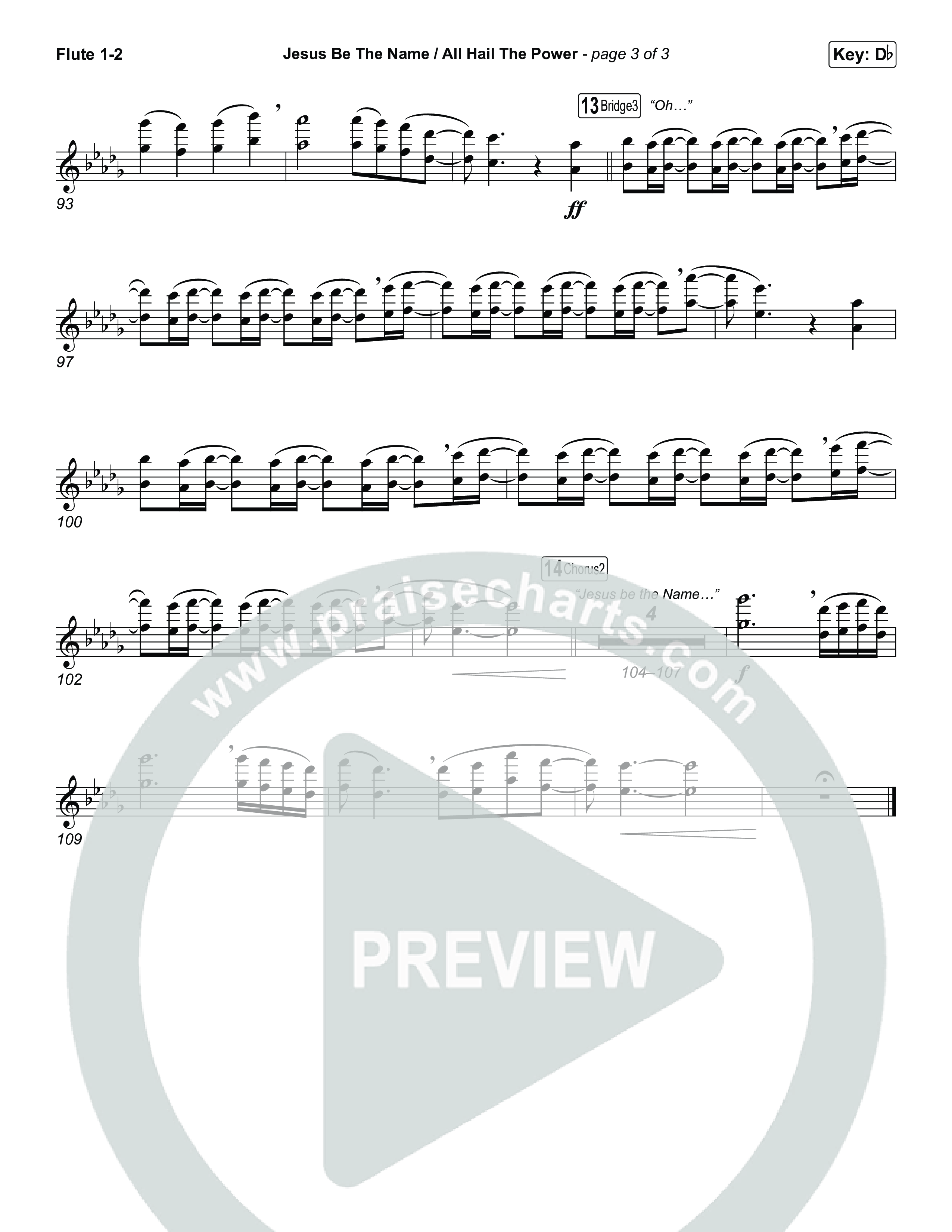 Jesus Be The Name / All Hail The Power (Choral/SATB) Flute 1,2 (Travis Cottrell / Brooke Voland / Arr. Mason Brown)