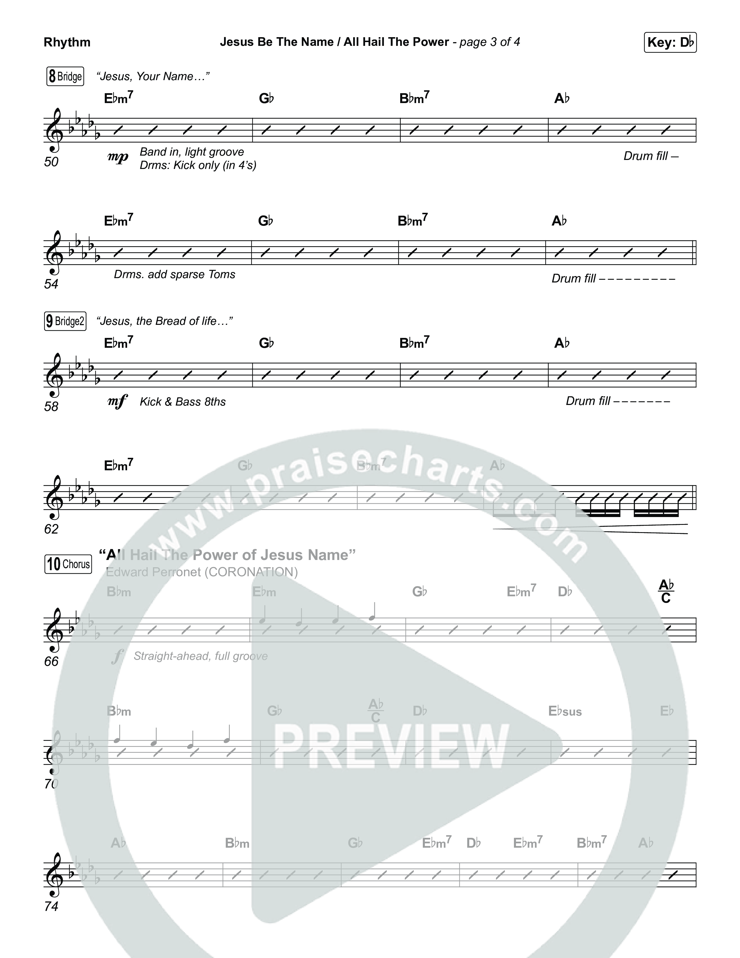 Jesus Be The Name / All Hail The Power (Choral/SATB) Rhythm Chart (Travis Cottrell / Brooke Voland / Arr. Mason Brown)