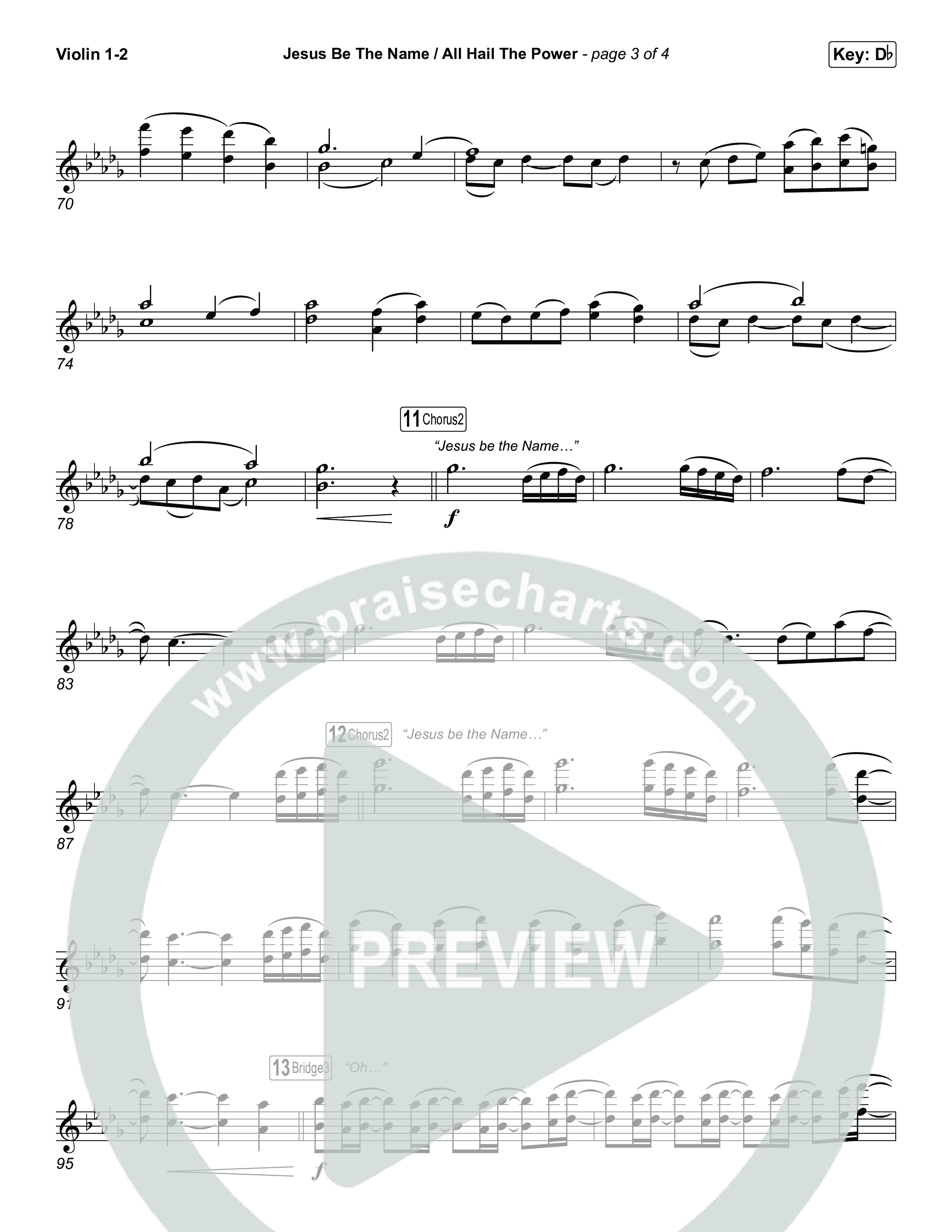 Jesus Be The Name / All Hail The Power (Choral/SATB) Violin 1,2 (Travis Cottrell / Brooke Voland / Arr. Mason Brown)