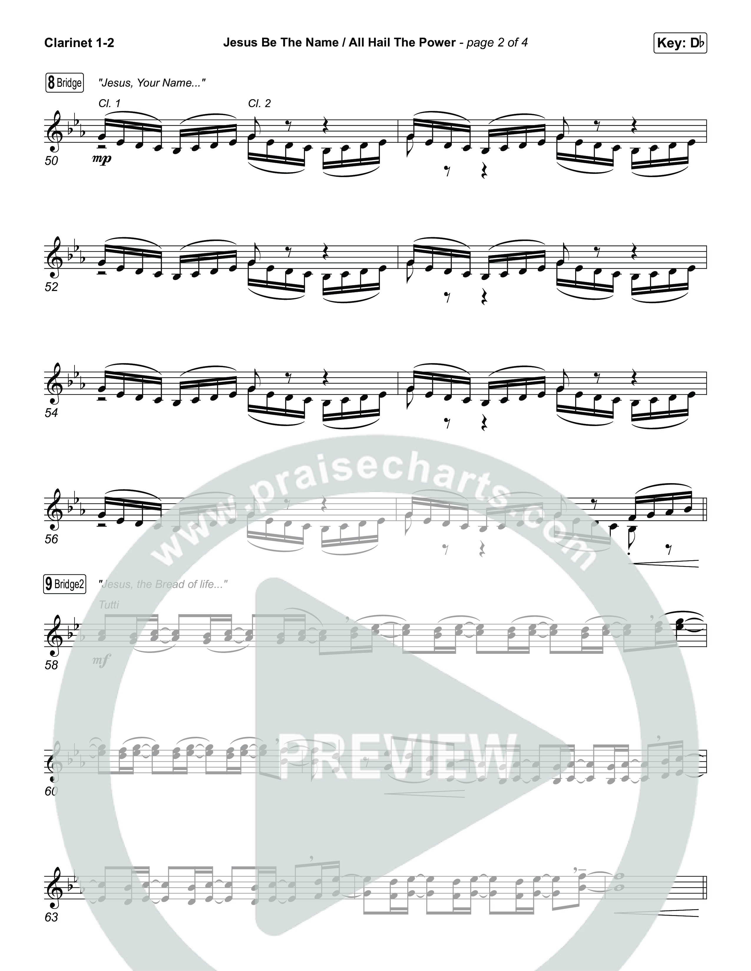 Jesus Be The Name / All Hail The Power (Choral/SATB) Clarinet 1/2 (Travis Cottrell / Brooke Voland / Arr. Mason Brown)