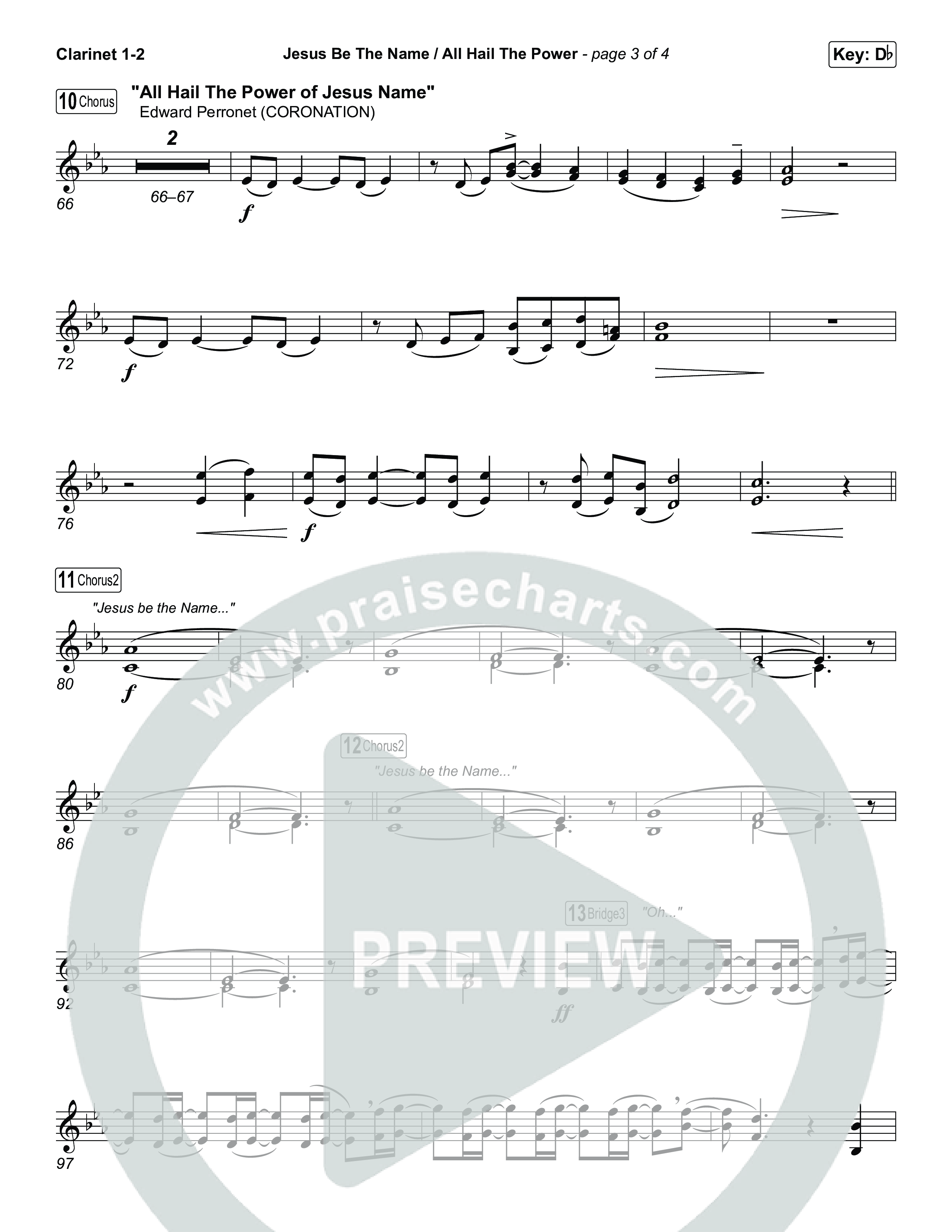 Jesus Be The Name / All Hail The Power (Choral/SATB) Clarinet 1/2 (Travis Cottrell / Brooke Voland / Arr. Mason Brown)