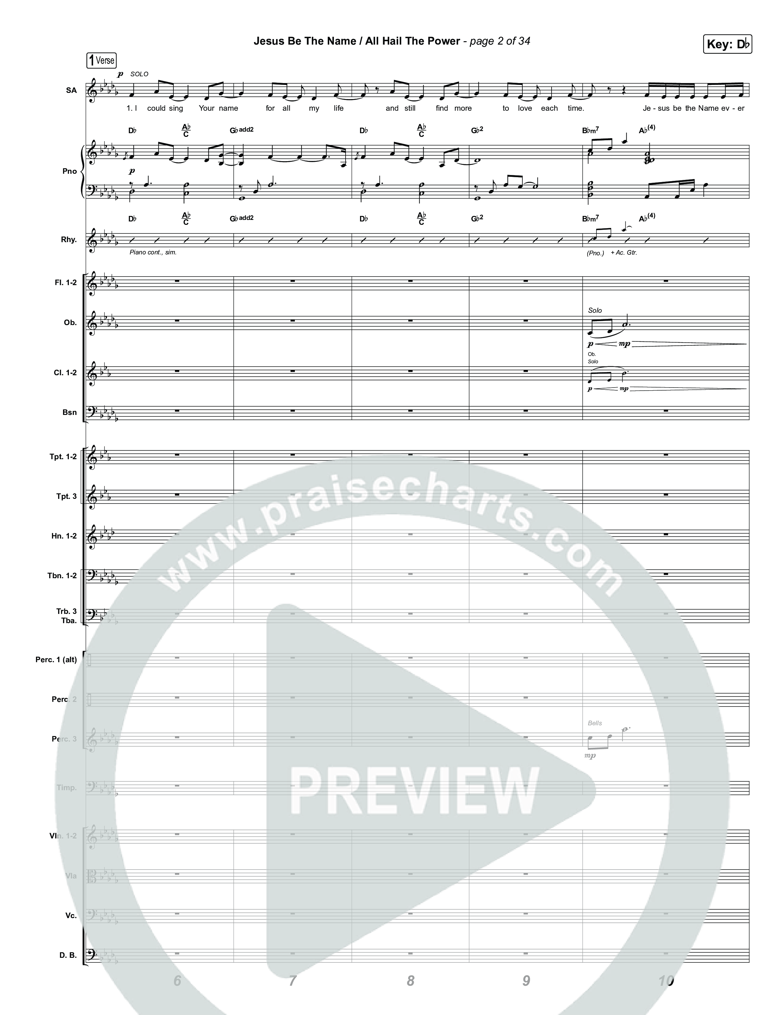 Jesus Be The Name / All Hail The Power (Choral/SATB) Orchestration (Travis Cottrell / Brooke Voland / Arr. Mason Brown)