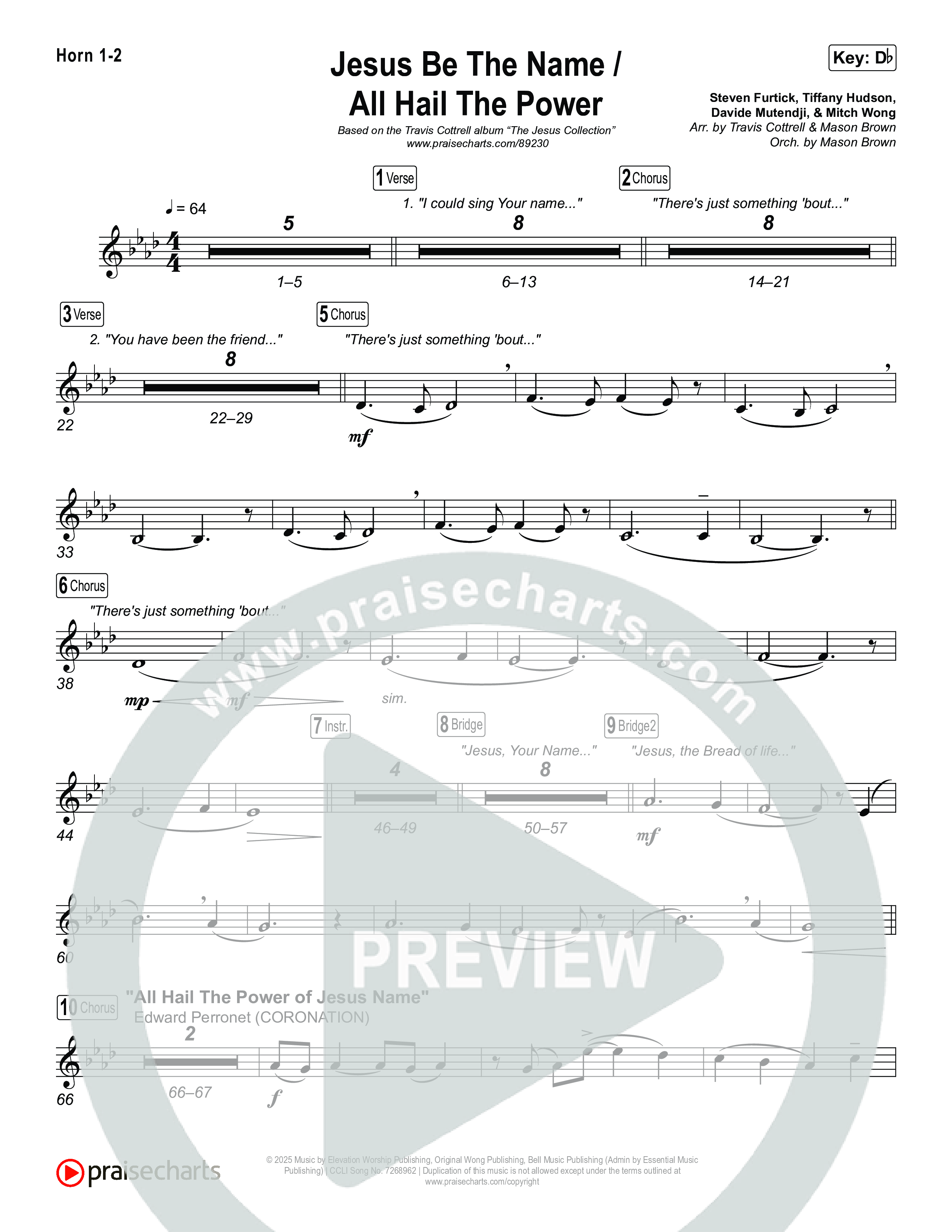 Jesus Be The Name / All Hail The Power (Choral/SATB) Brass Pack (Travis Cottrell / Brooke Voland / Arr. Mason Brown)