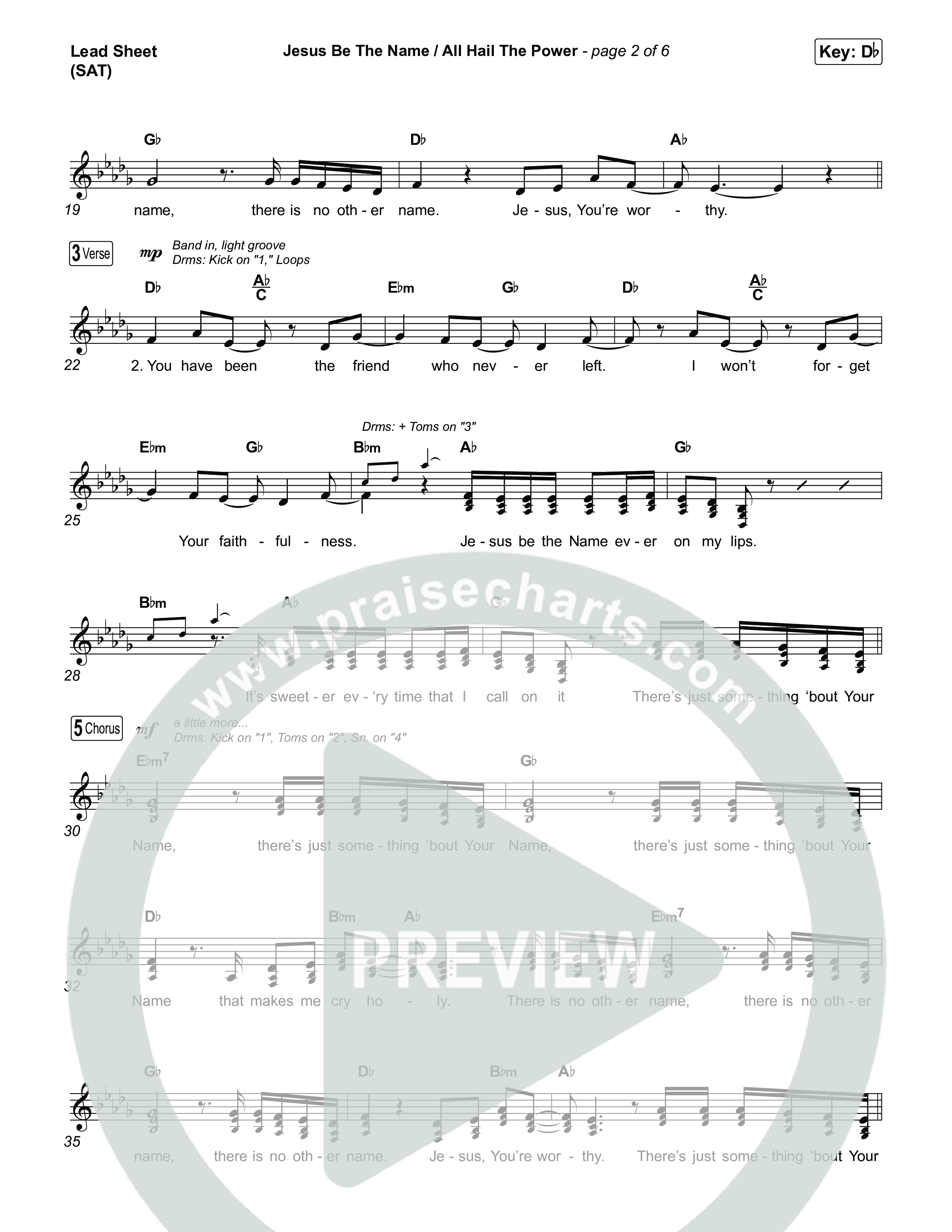 Jesus Be The Name / All Hail The Power (Choral/SATB) Lead Sheet (SAT) (Travis Cottrell / Brooke Voland / Arr. Mason Brown)