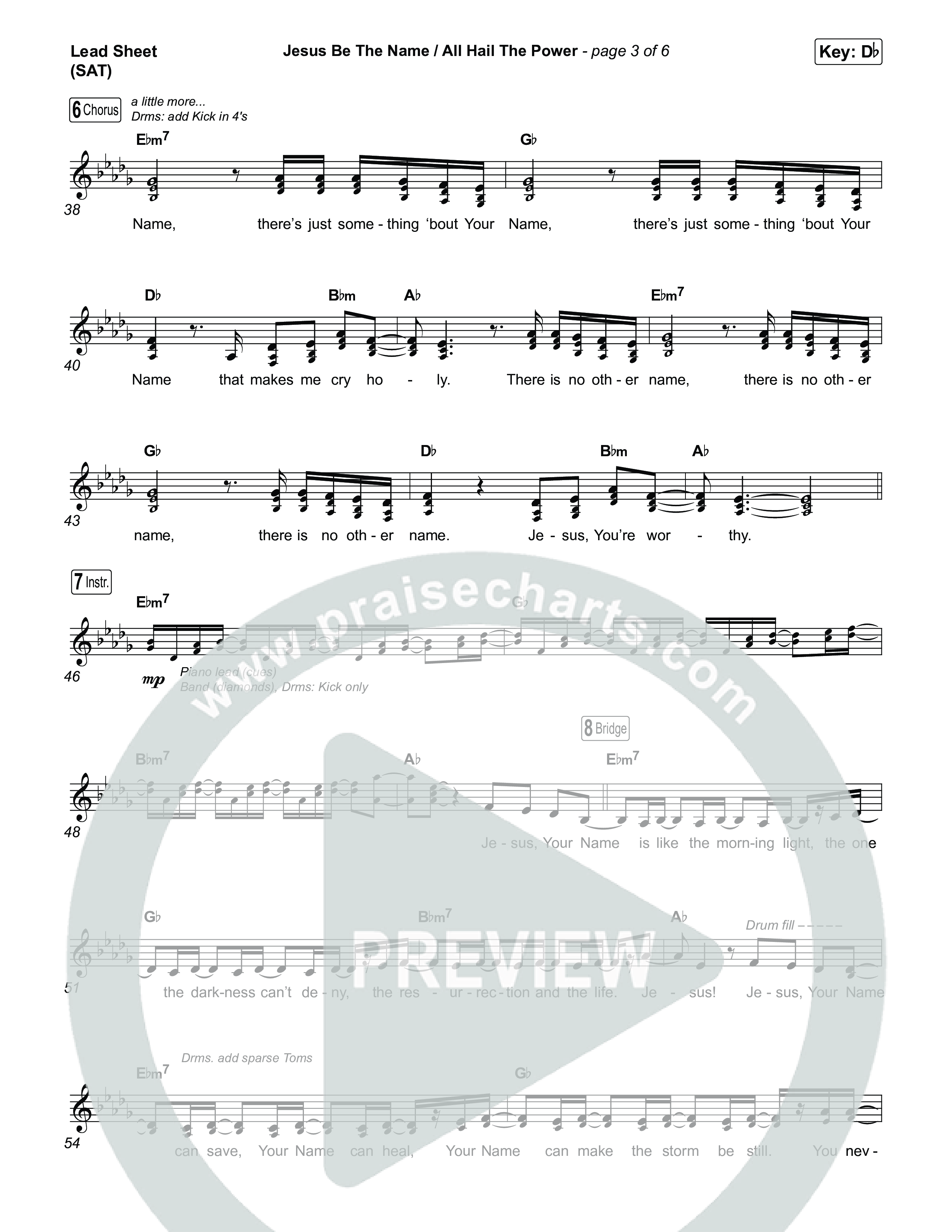 Jesus Be The Name / All Hail The Power (Choral/SATB) Lead Sheet (SAT) (Travis Cottrell / Brooke Voland / Arr. Mason Brown)