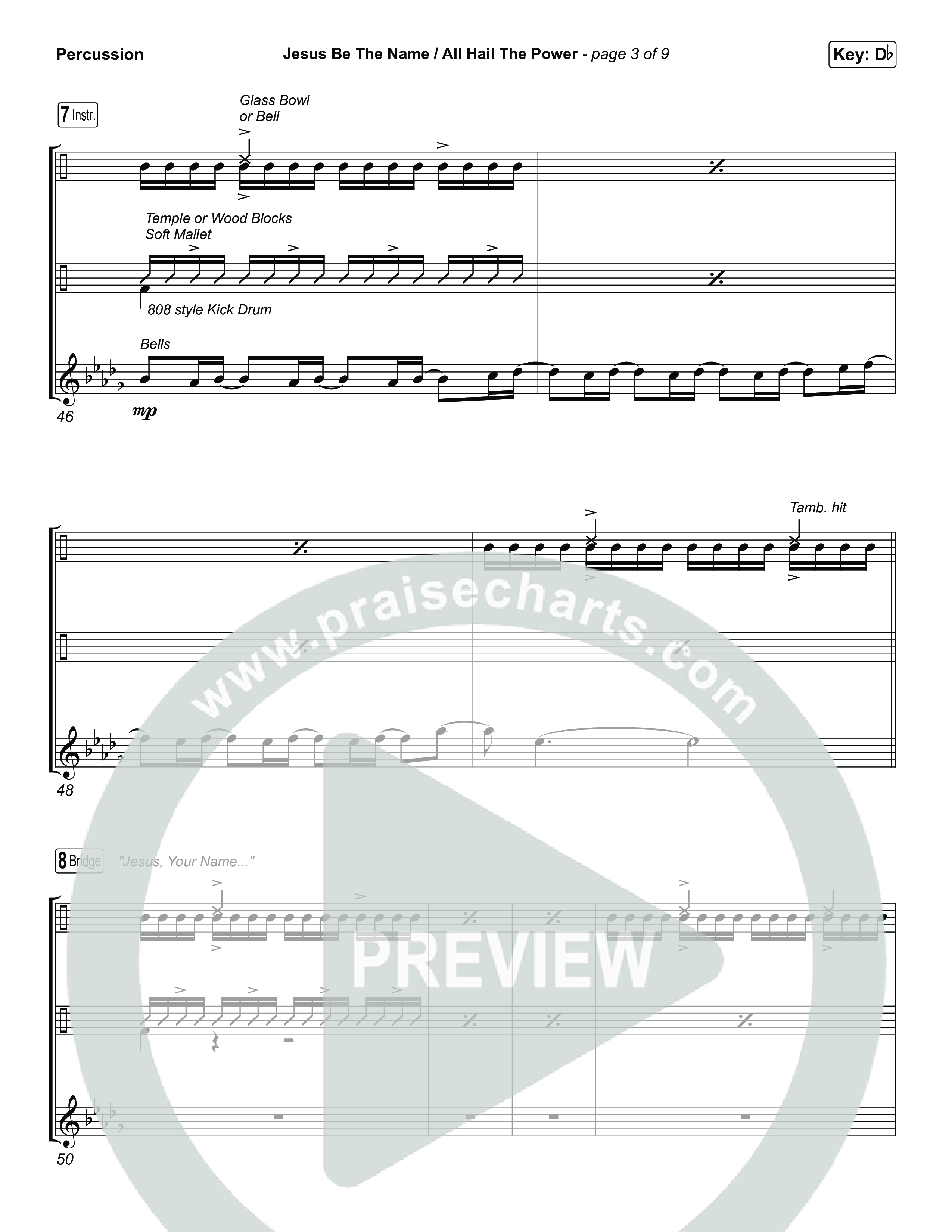 Jesus Be The Name / All Hail The Power (Choral/SATB) Percussion (Travis Cottrell / Brooke Voland / Arr. Mason Brown)