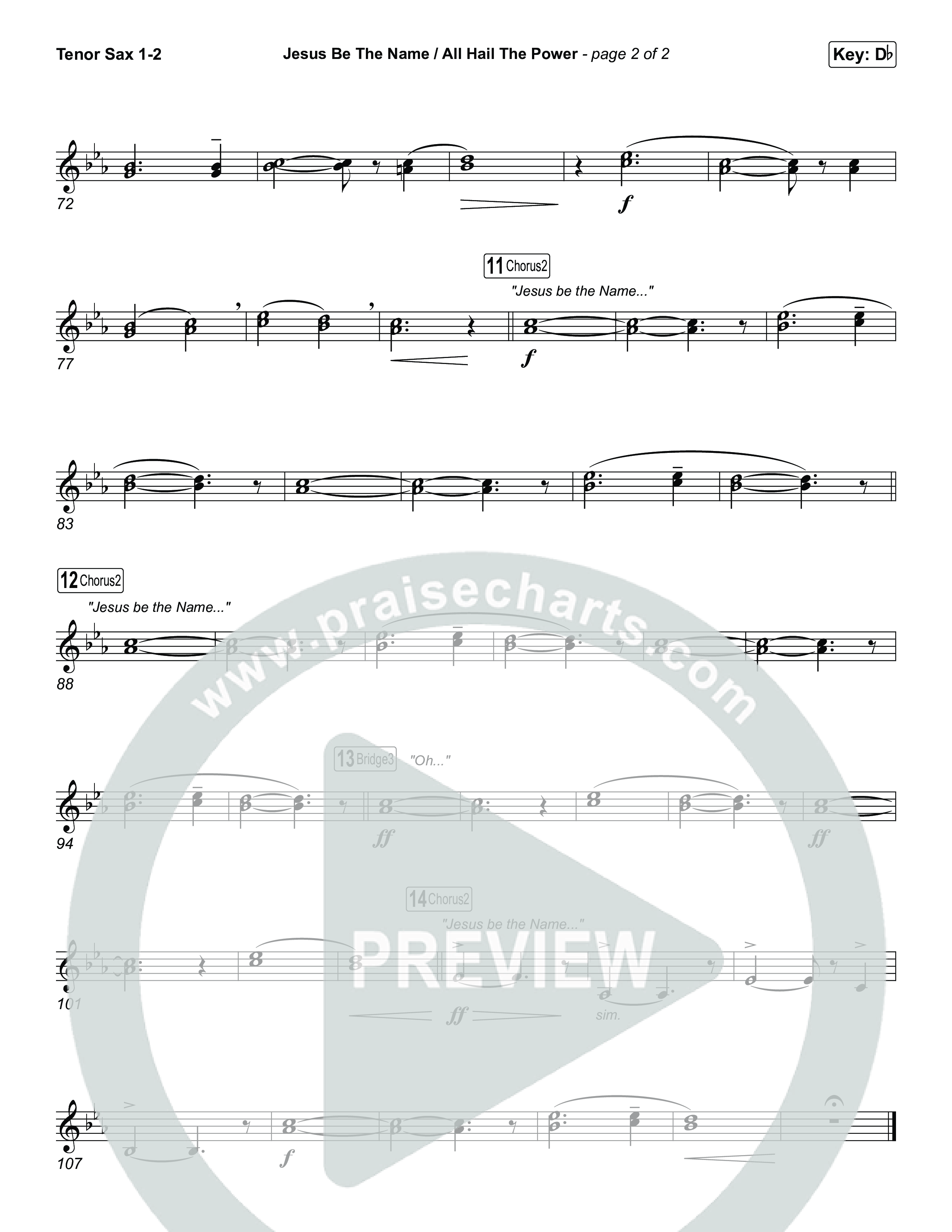Jesus Be The Name / All Hail The Power (Choral/SATB) Tenor Sax 1,2 (Travis Cottrell / Brooke Voland / Arr. Mason Brown)