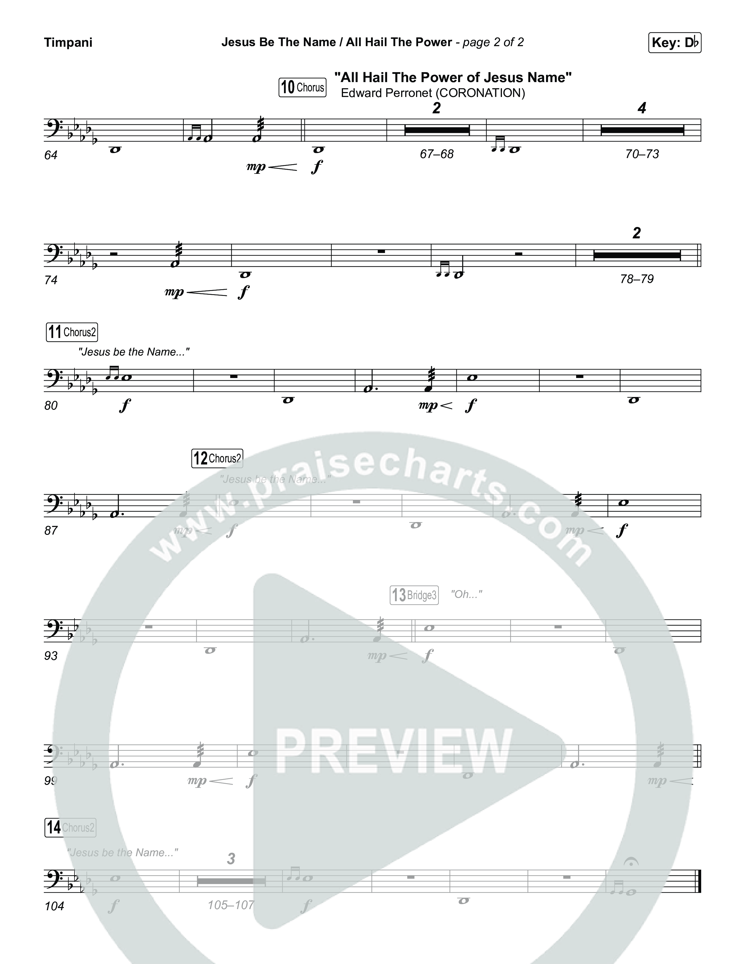 Jesus Be The Name / All Hail The Power (Choral/SATB) Timpani (Travis Cottrell / Brooke Voland / Arr. Mason Brown)