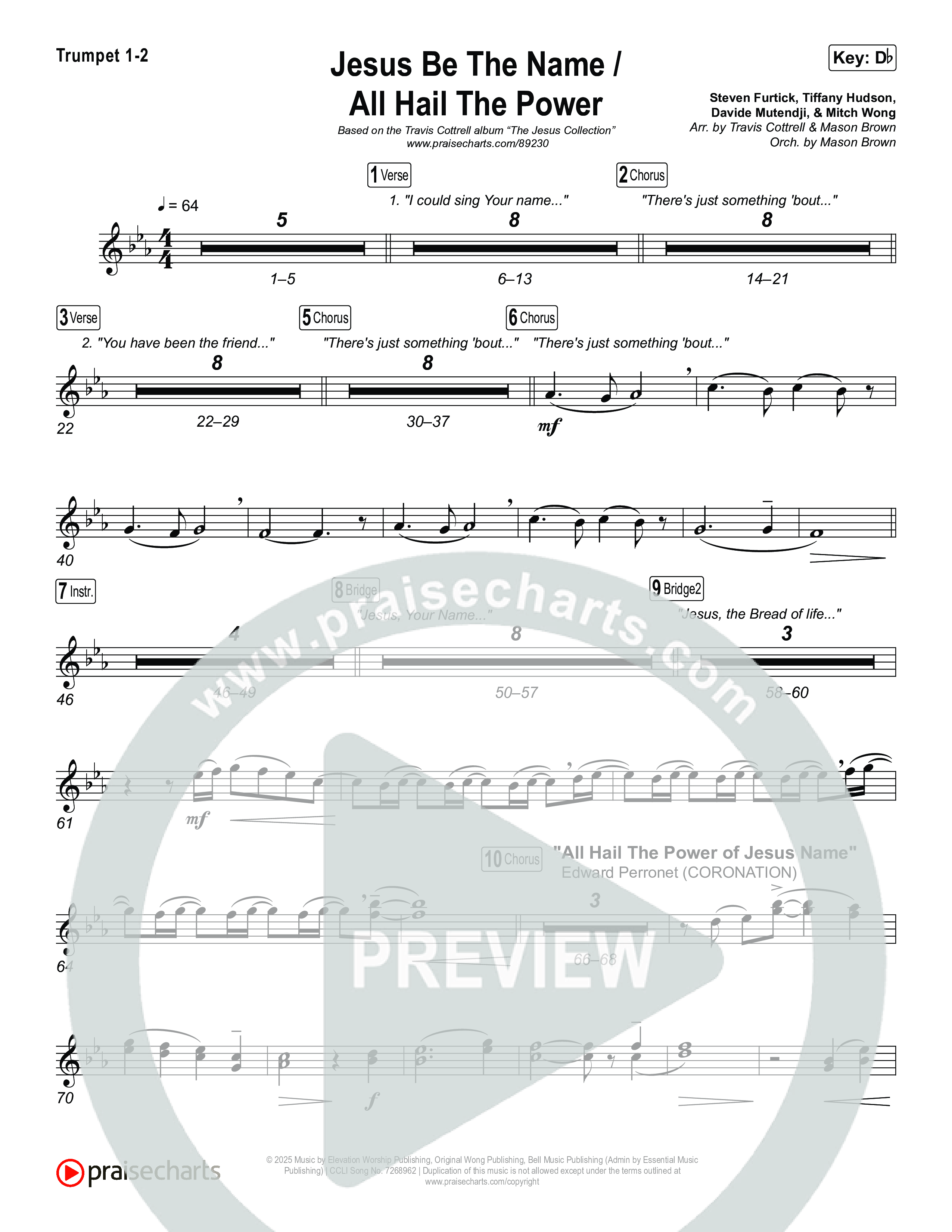 Jesus Be The Name / All Hail The Power (Choral/SATB) Brass Pack (Travis Cottrell / Brooke Voland / Arr. Mason Brown)