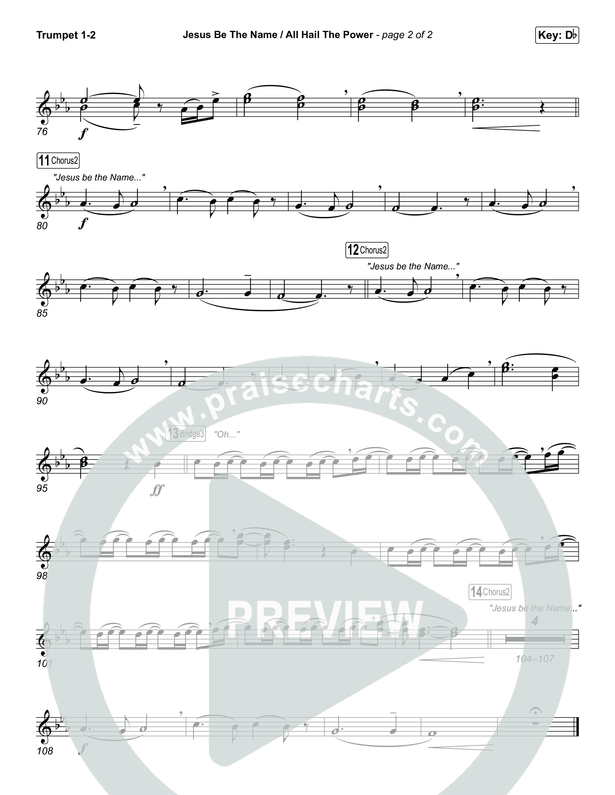Jesus Be The Name / All Hail The Power (Choral/SATB) Trumpet 1,2 (Travis Cottrell / Brooke Voland / Arr. Mason Brown)