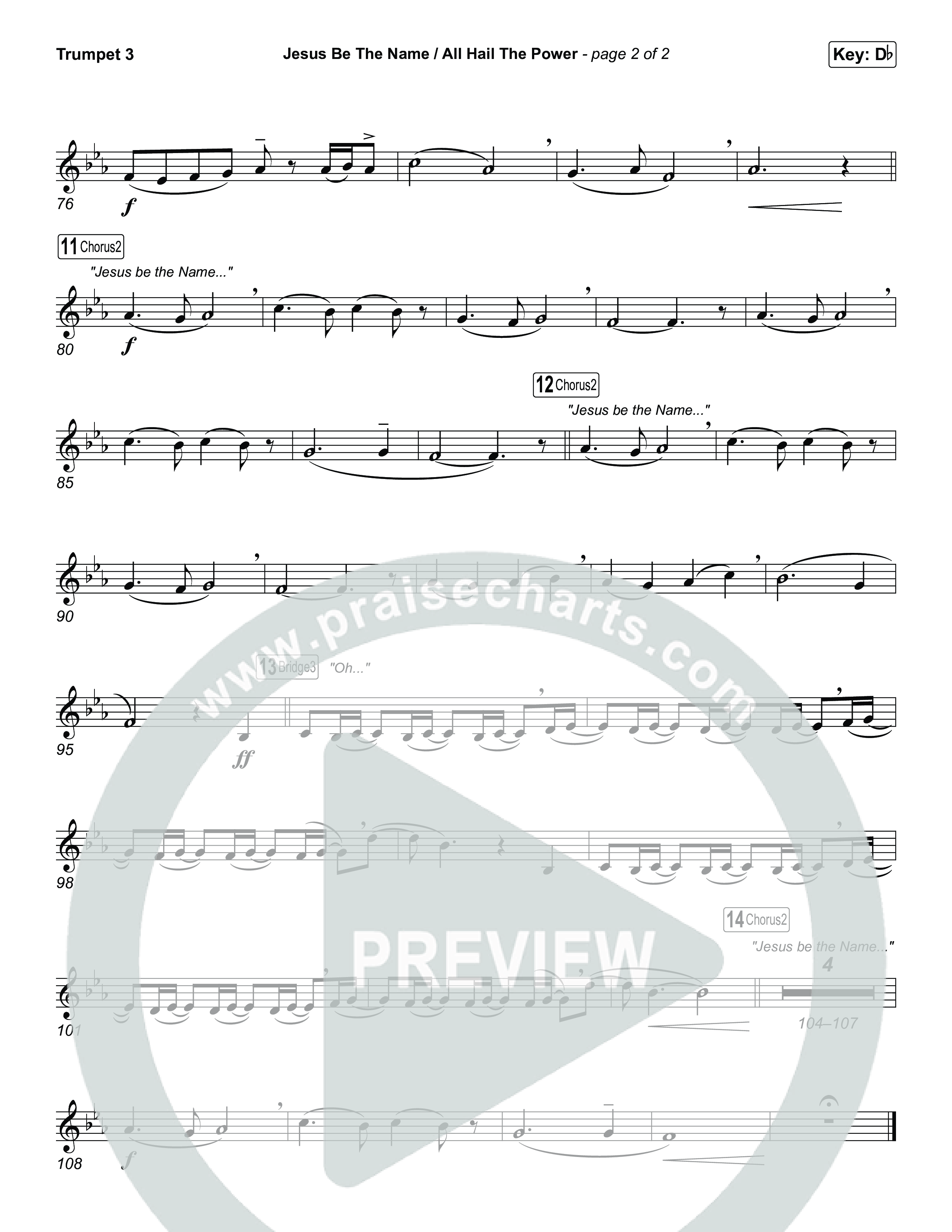 Jesus Be The Name / All Hail The Power (Choral/SATB) Trumpet 3 (Travis Cottrell / Brooke Voland / Arr. Mason Brown)