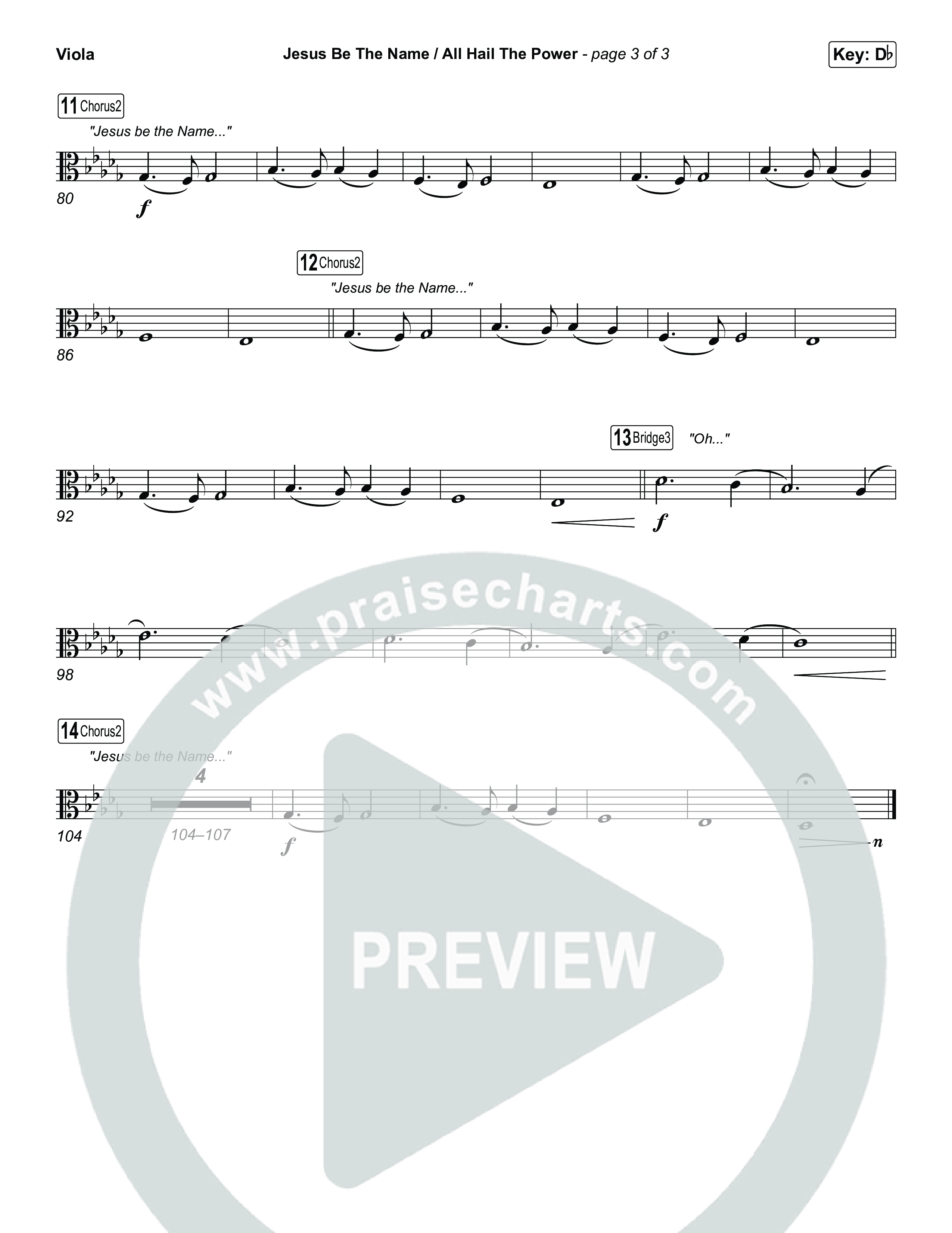 Jesus Be The Name / All Hail The Power (Choral/SATB) Viola (Travis Cottrell / Brooke Voland / Arr. Mason Brown)