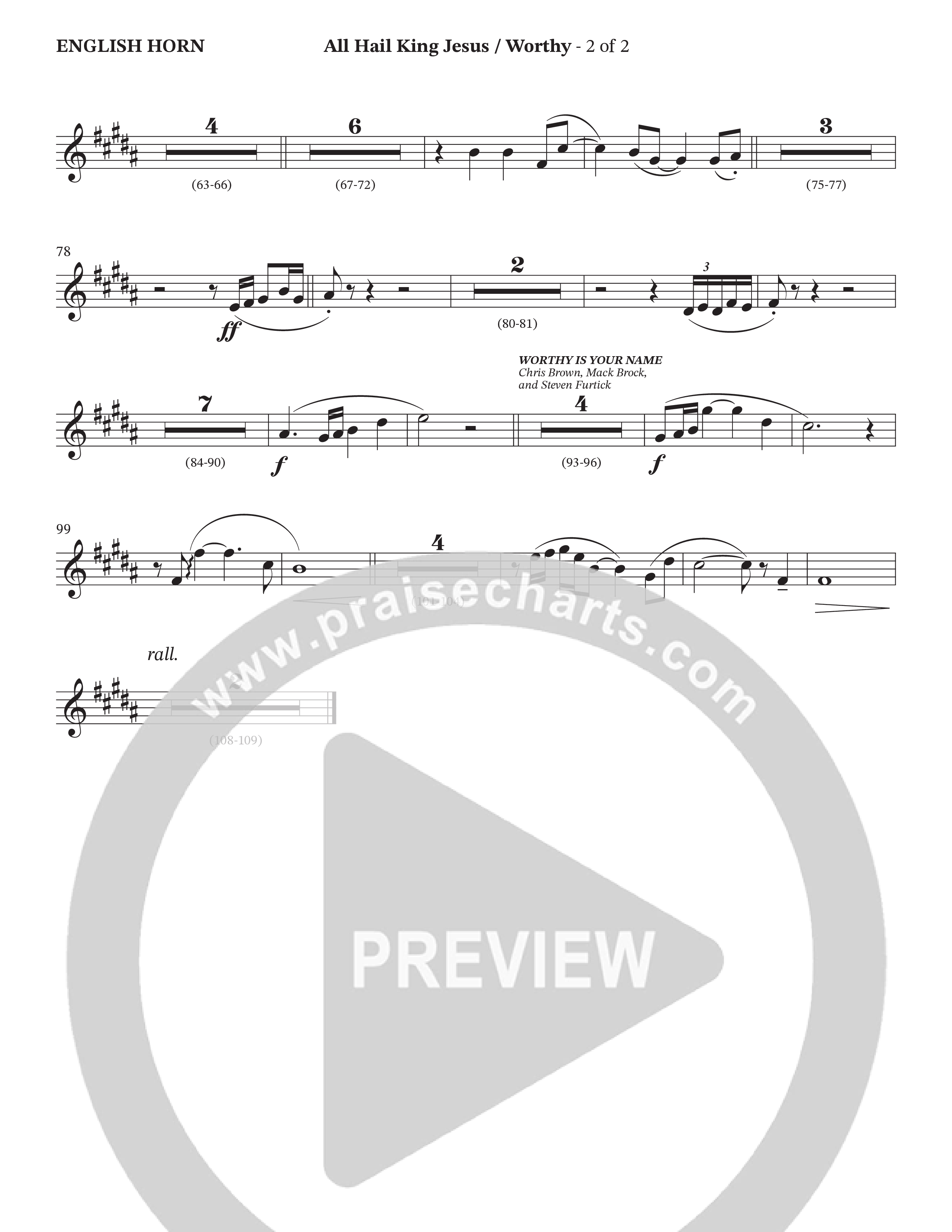 All Hail King Jesus / Worthy (Choral Anthem SATB) English Horn (StowTown Worship / Ally Carter / Linette Pillar)