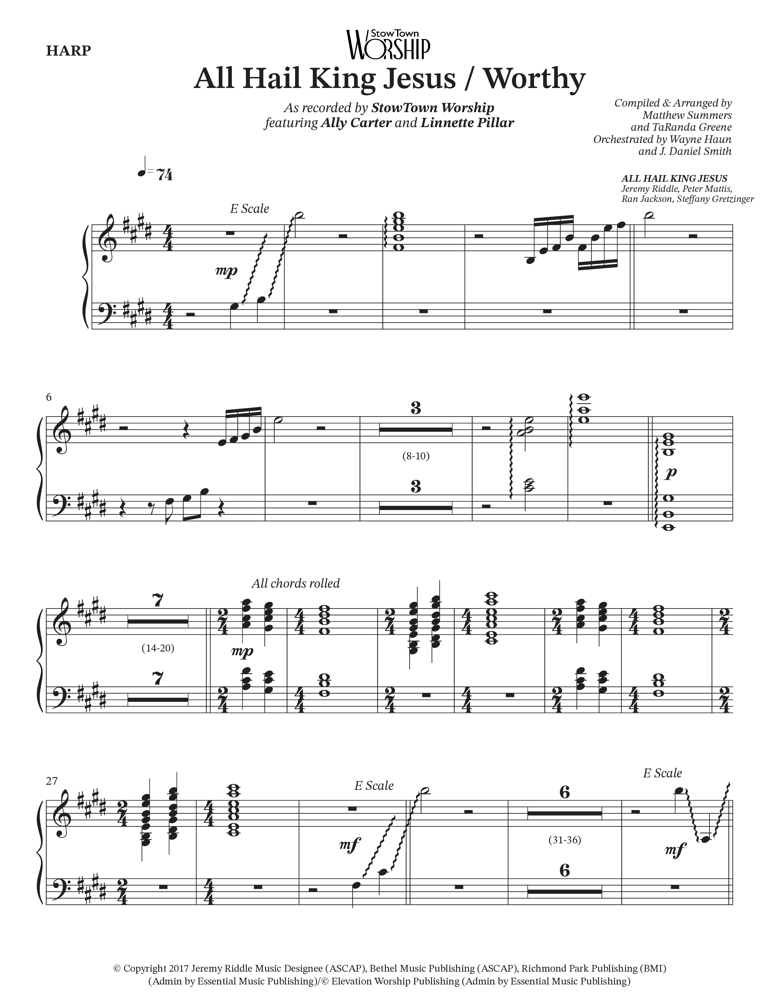 All Hail King Jesus / Worthy (Choral Anthem SATB) Harp (StowTown Worship / Ally Carter / Linette Pillar)