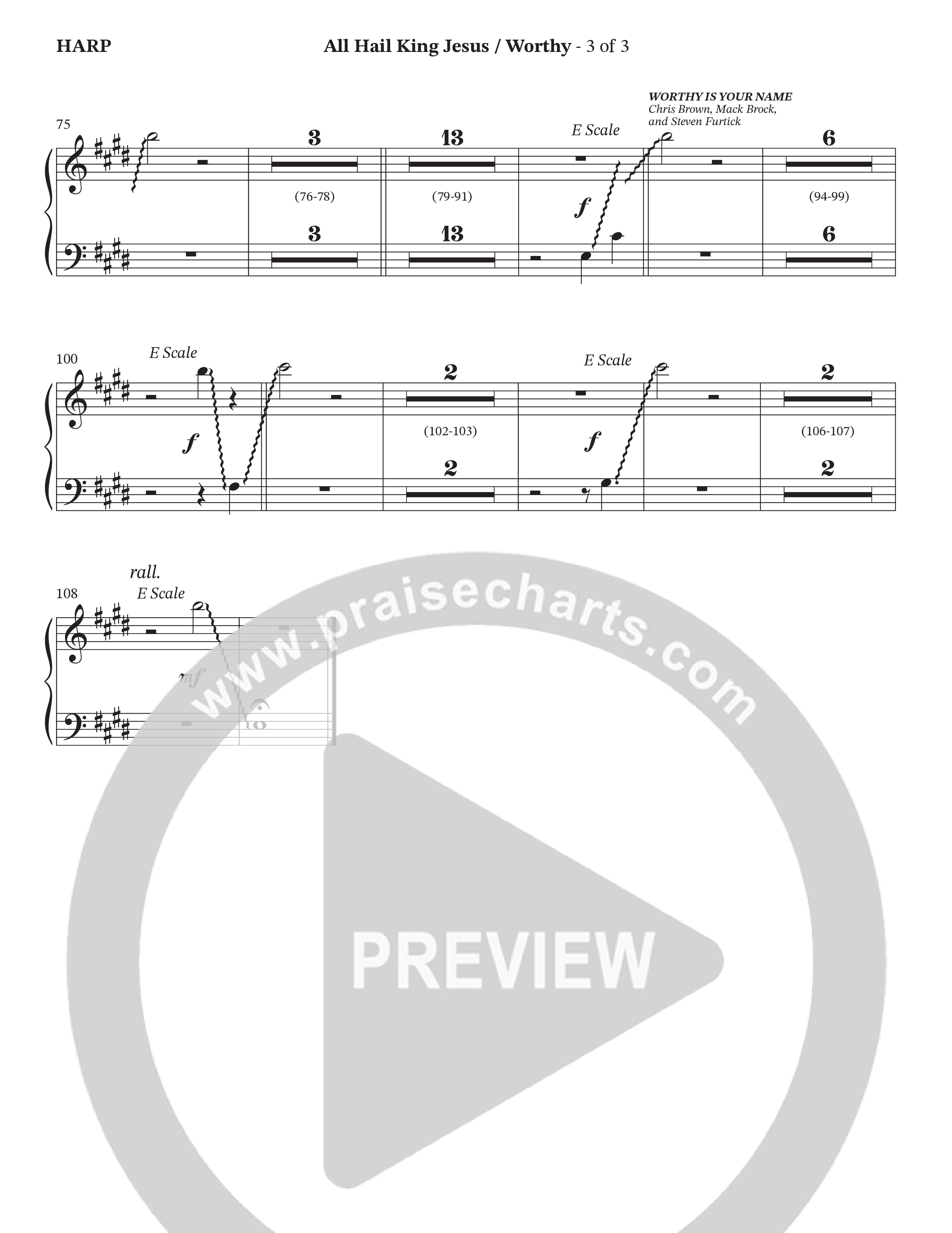 All Hail King Jesus / Worthy (Choral Anthem SATB) Harp (StowTown Worship / Ally Carter / Linette Pillar)