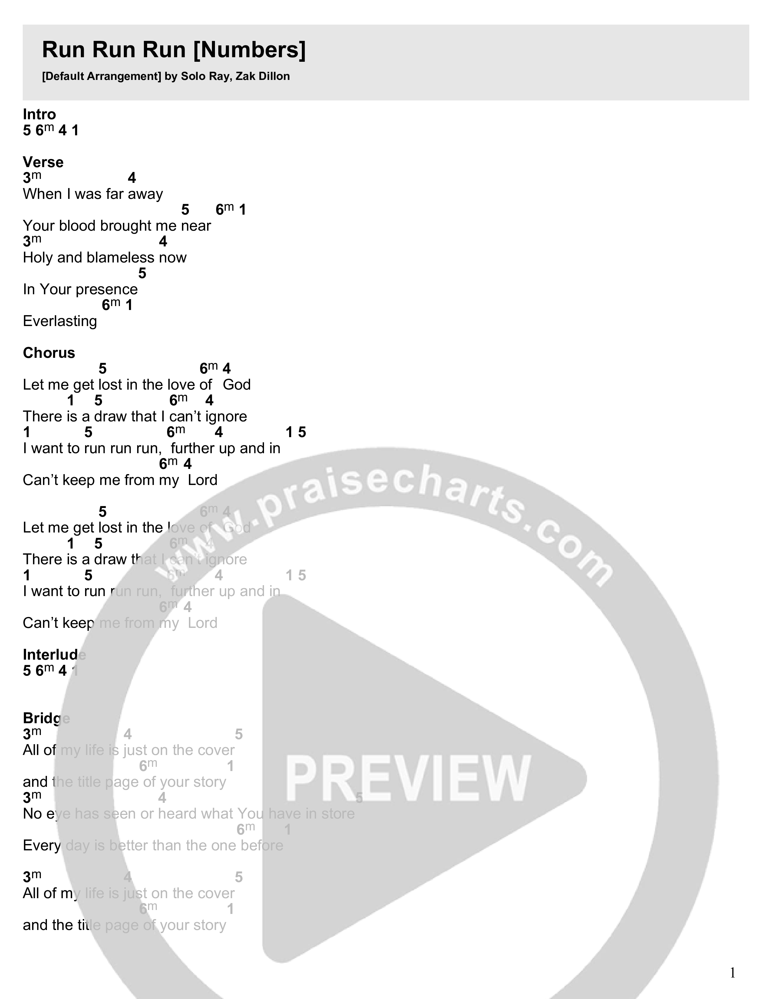 RunRunRun Chord Chart (Fresh Life Worship)