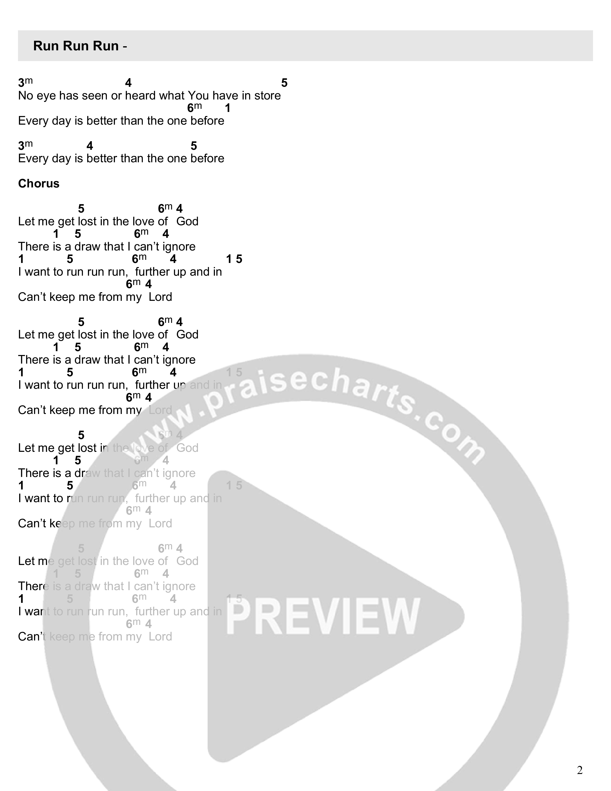 RunRunRun Chord Chart (Fresh Life Worship)