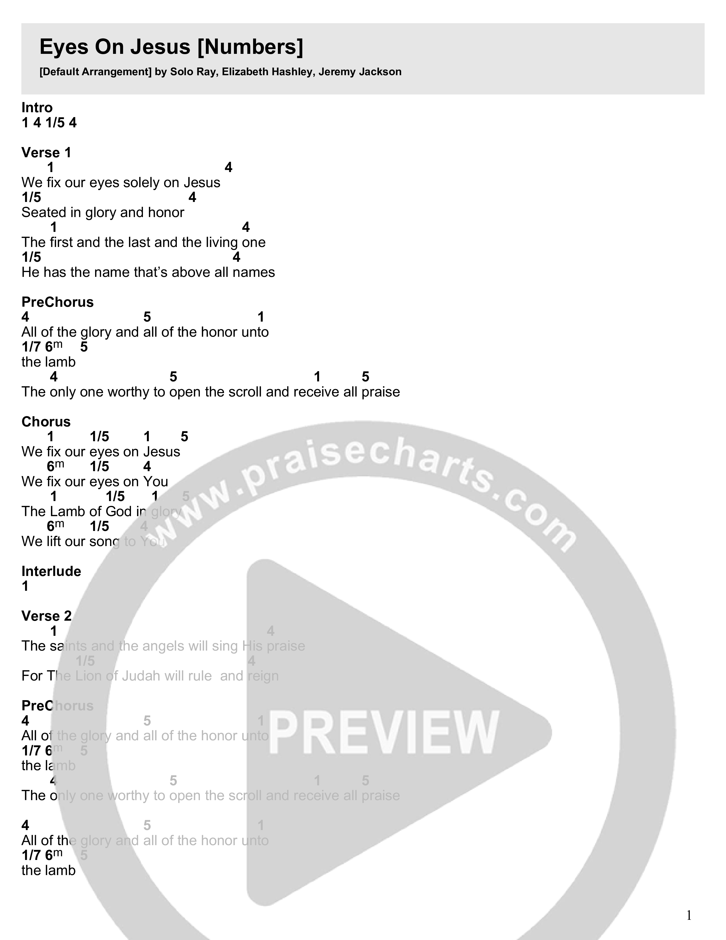 Eyes On Jesus Chord Chart (Fresh Life Worship)