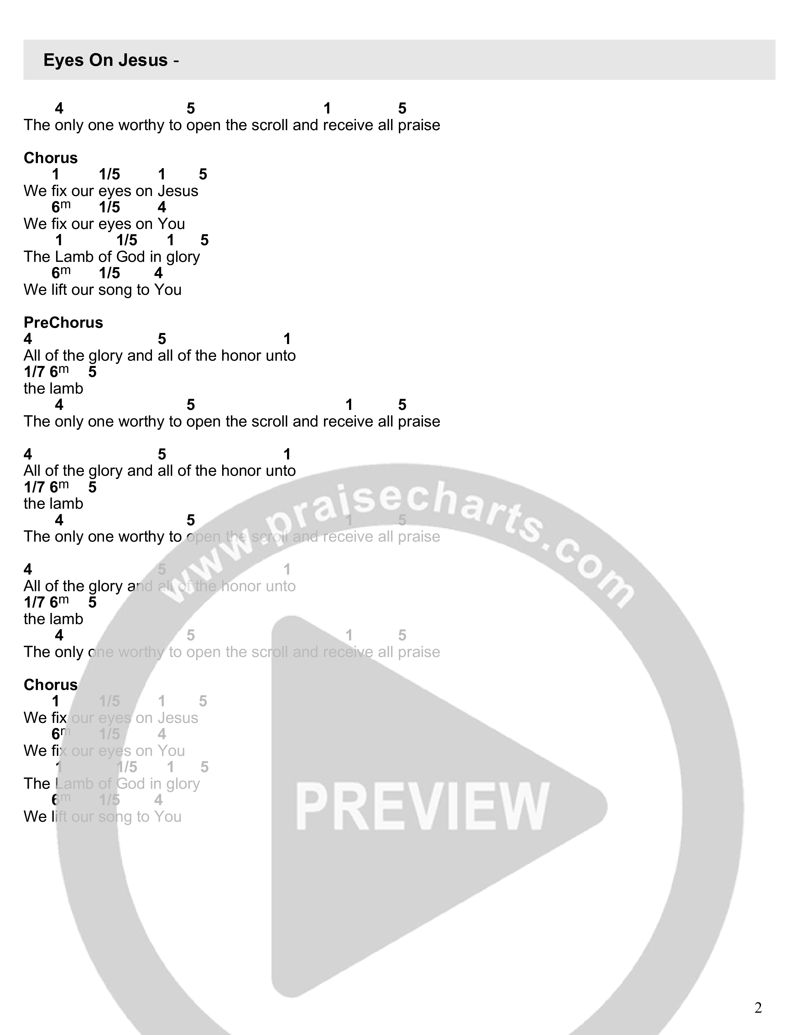 Eyes On Jesus Chord Chart (Fresh Life Worship)