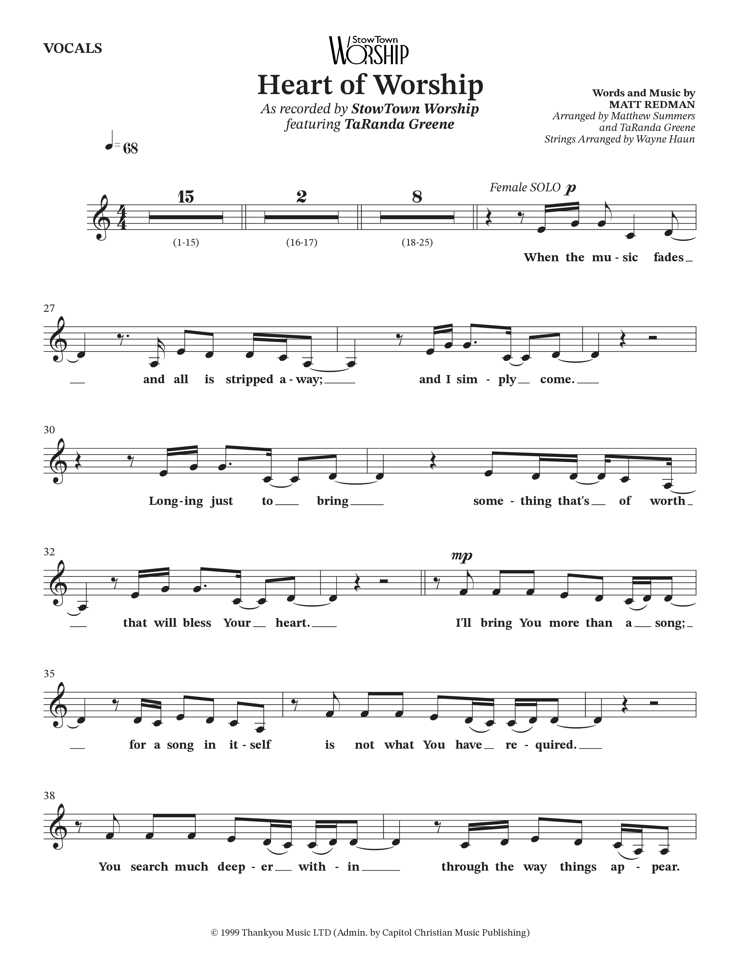 The Heart Of Worship (Choral Anthem SATB) Choir Sheet (SATB) (StowTown Worship / TaRanda Greene)