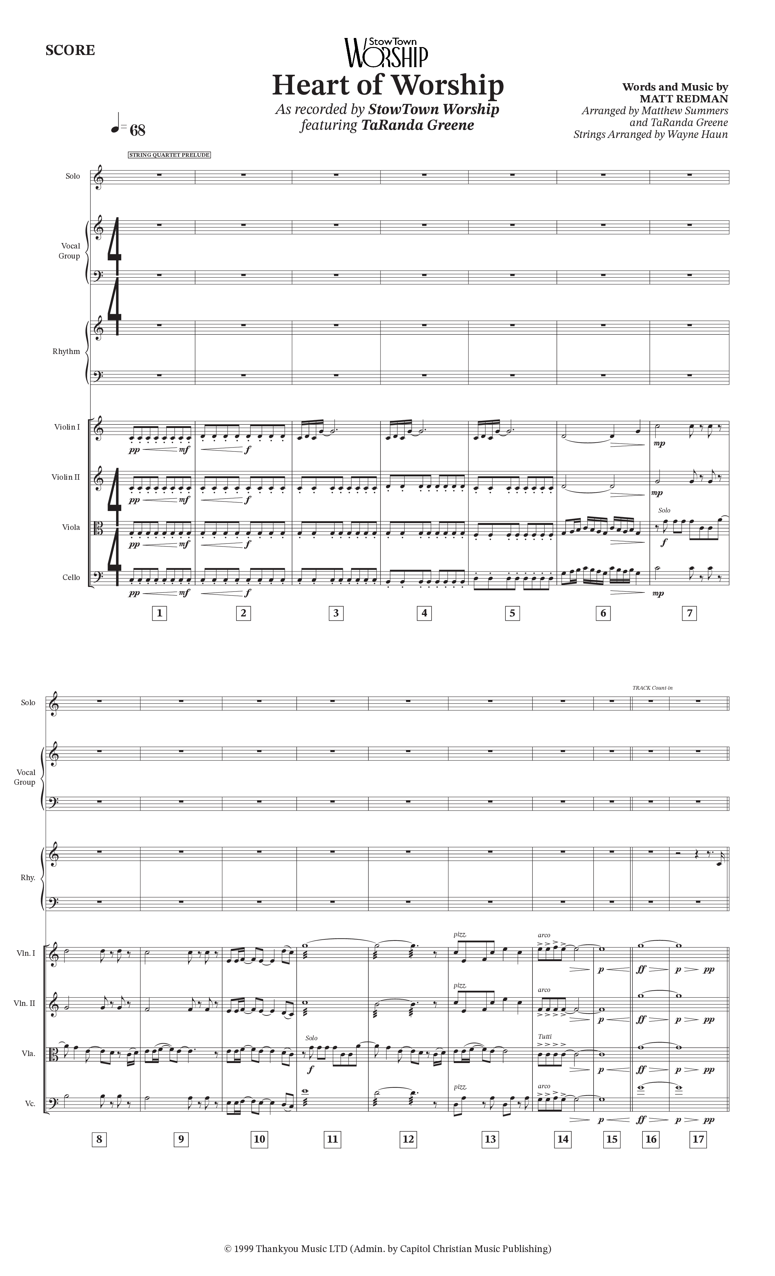The Heart Of Worship (Choral Anthem SATB) String Ensemble (StowTown Worship / TaRanda Greene)
