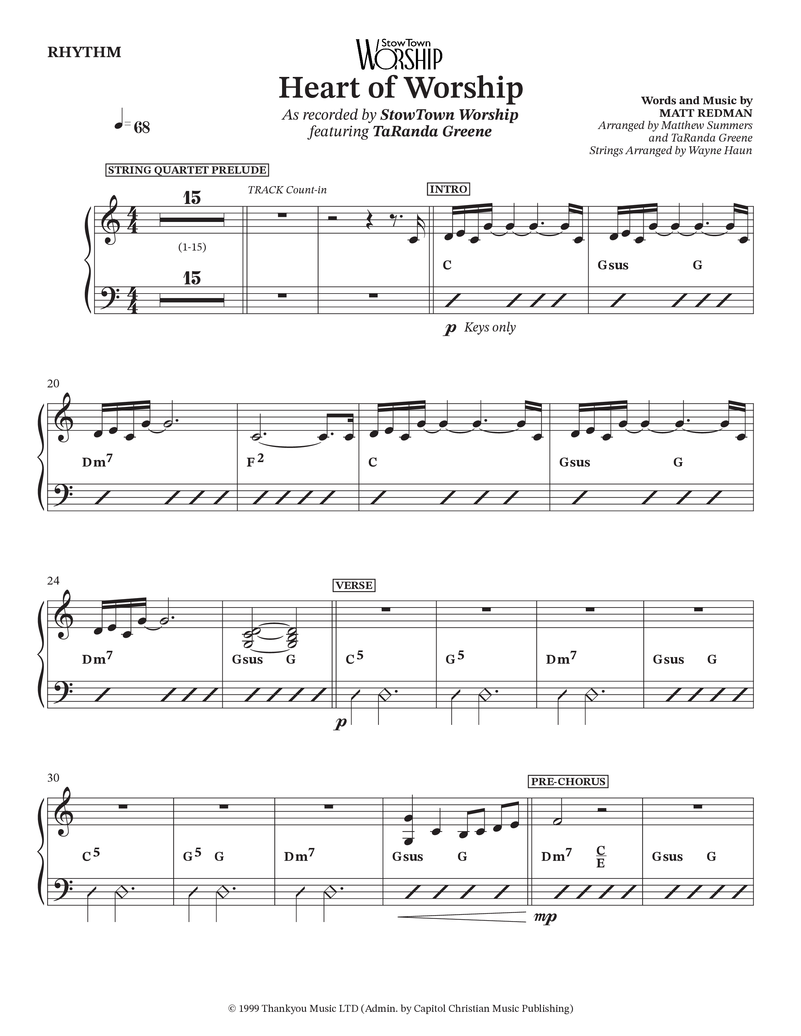 The Heart Of Worship (Choral Anthem SATB) Rhythm Chart (StowTown Worship / TaRanda Greene)