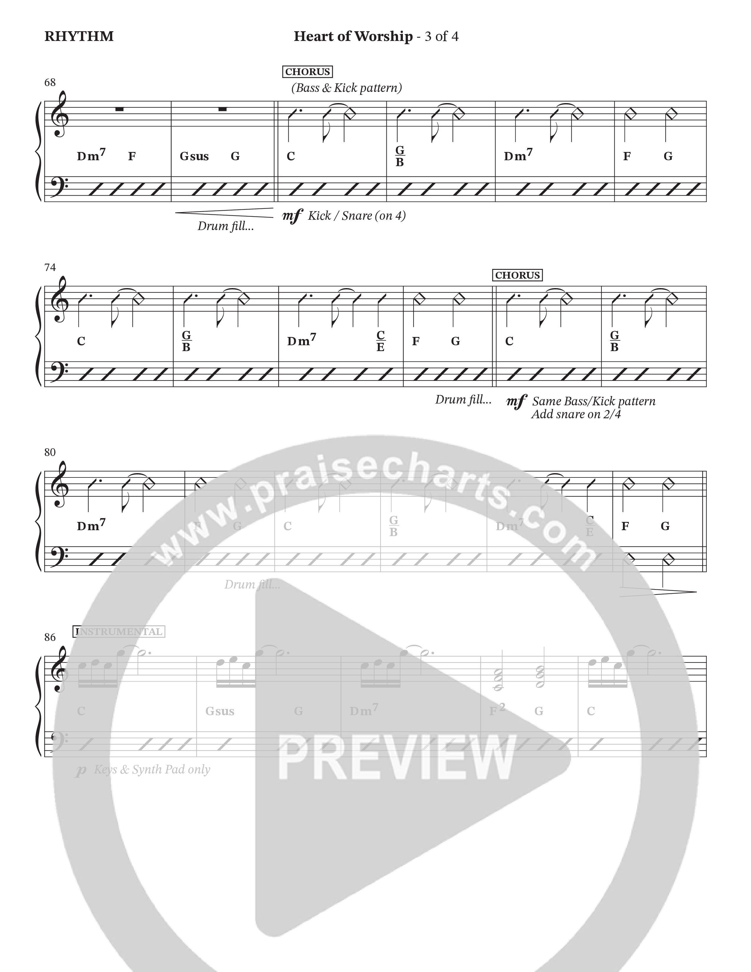 The Heart Of Worship (Choral Anthem SATB) Rhythm Chart (StowTown Worship / TaRanda Greene)