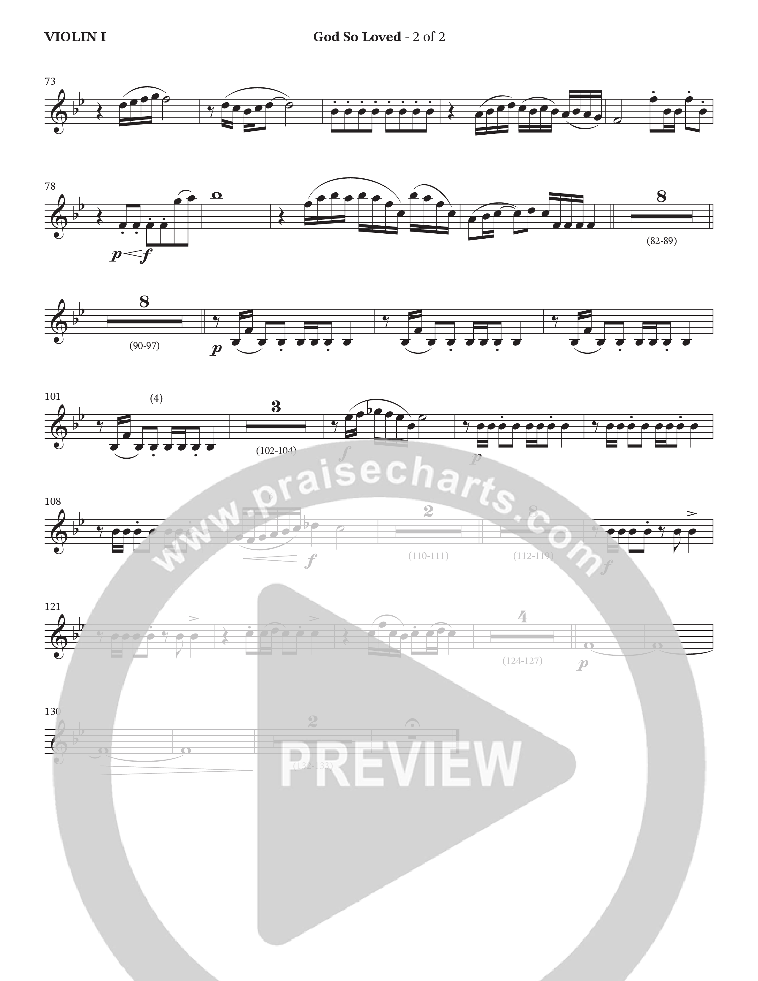 God So Loved (with Jesus Loves Me) (Choral Anthem SATB) Violin 1 (StowTown Worship / Jody McBrayer)